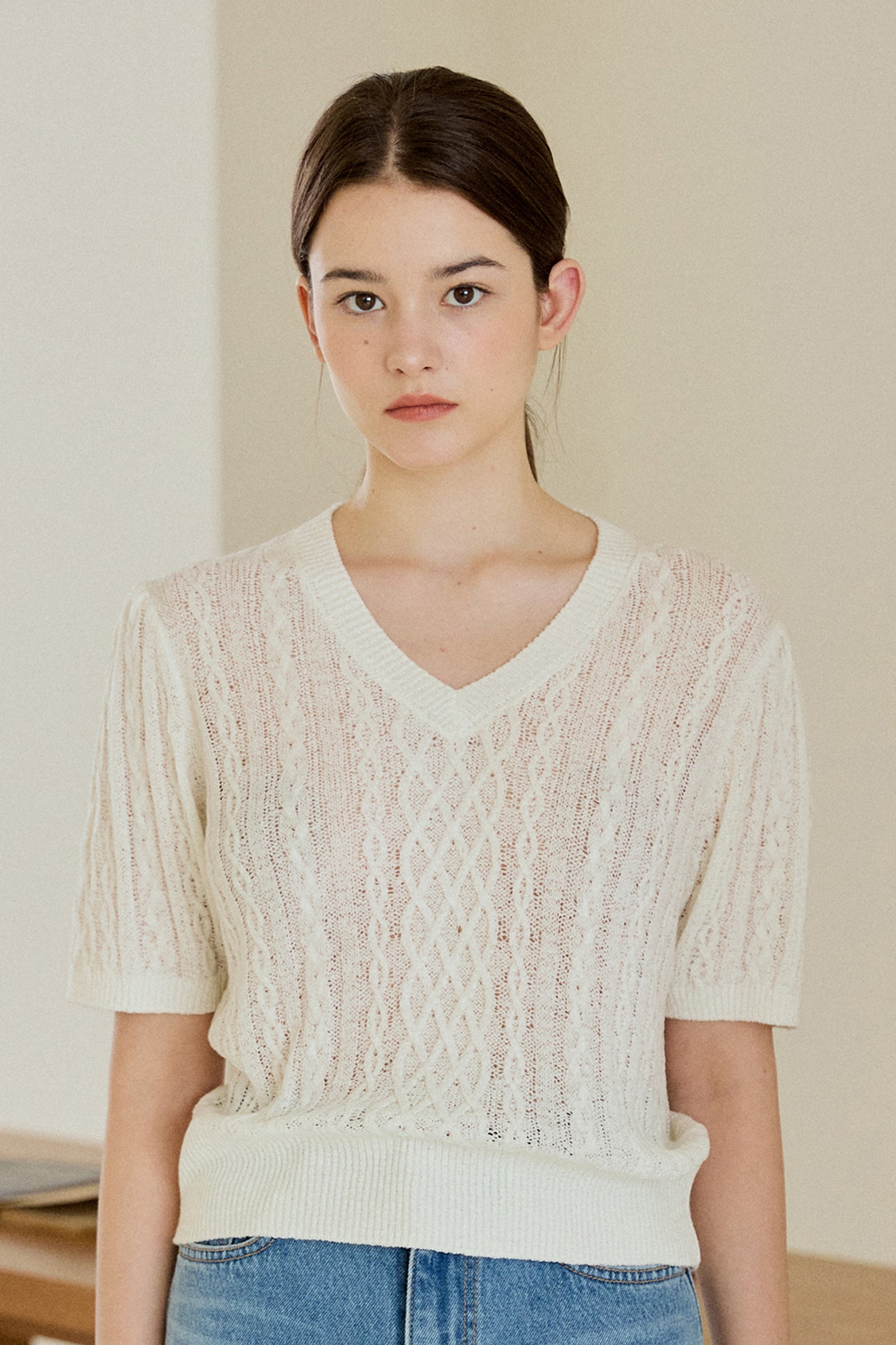 FISHERMAN PUFF KNIT_IVORY