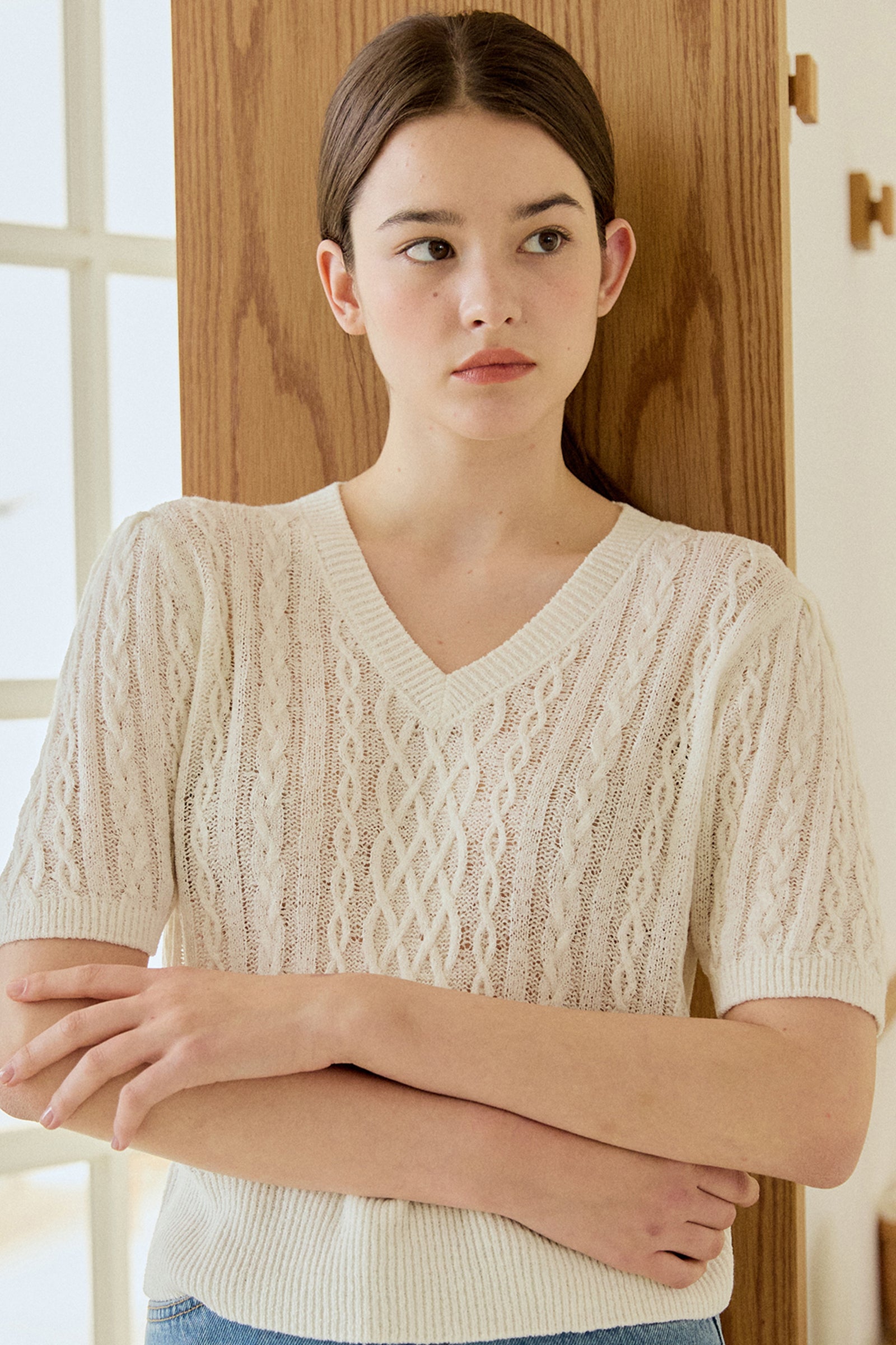 FISHERMAN PUFF KNIT_IVORY