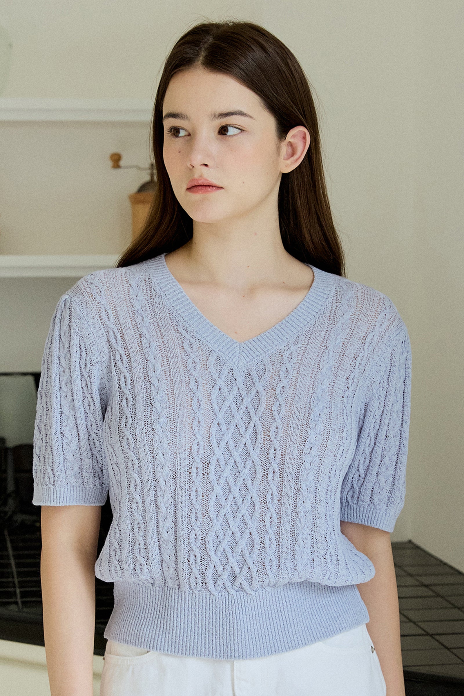 FISHERMAN PUFF KNIT_SKY BLUE