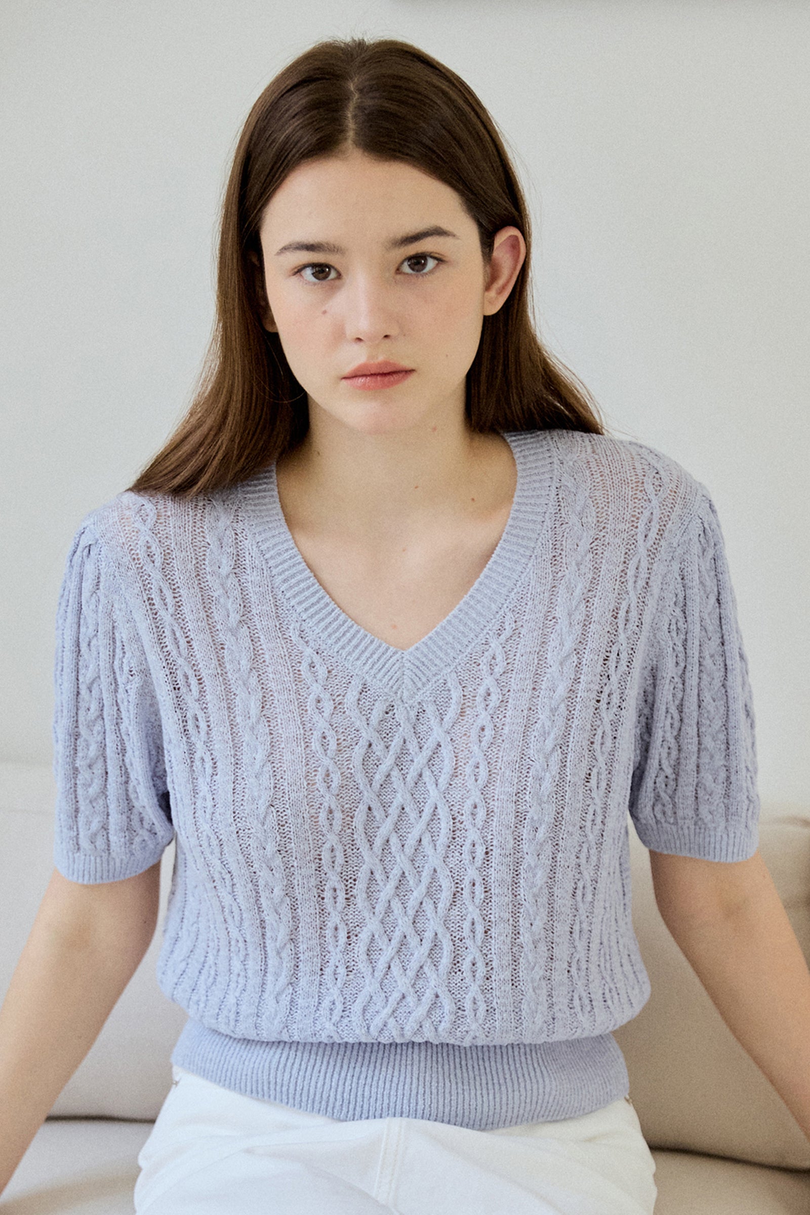 FISHERMAN PUFF KNIT_SKY BLUE