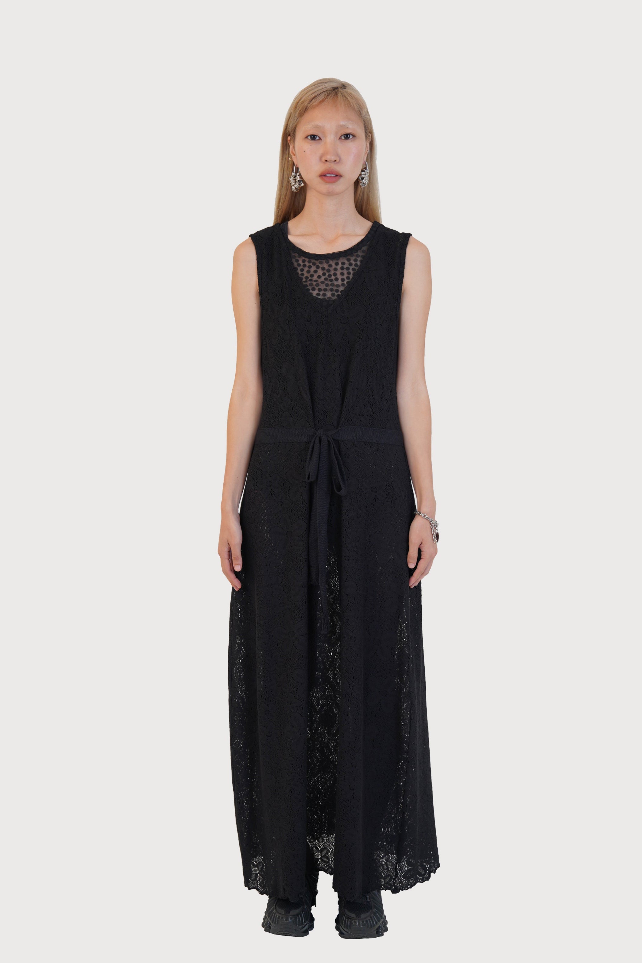 FLORAL KNIT JACQUARD DRESS_BLACK