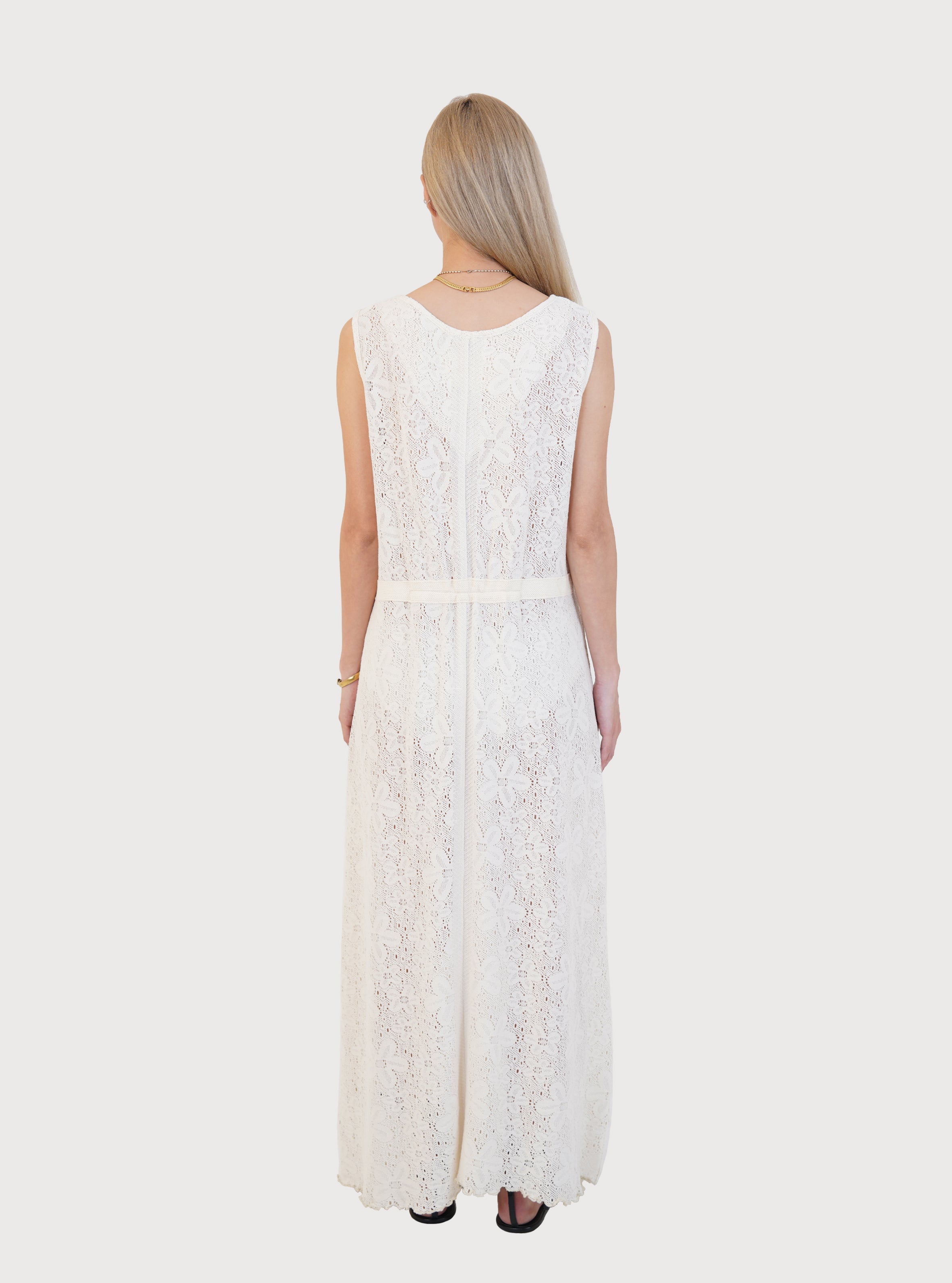 FLORAL KNIT JACQUARD DRESS_CREAM