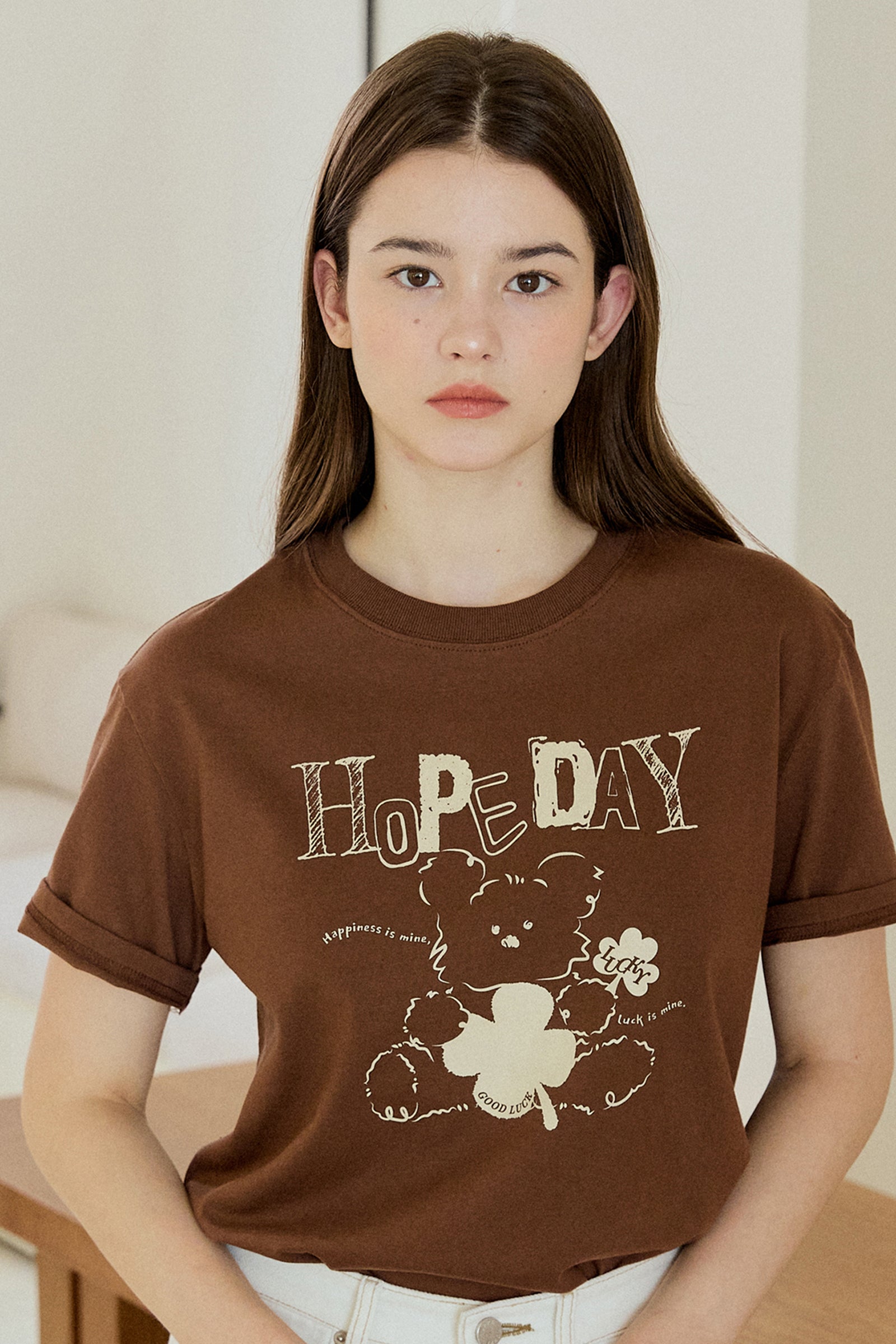 TEE-SHIRT OURSON JOYEUX_MARRON