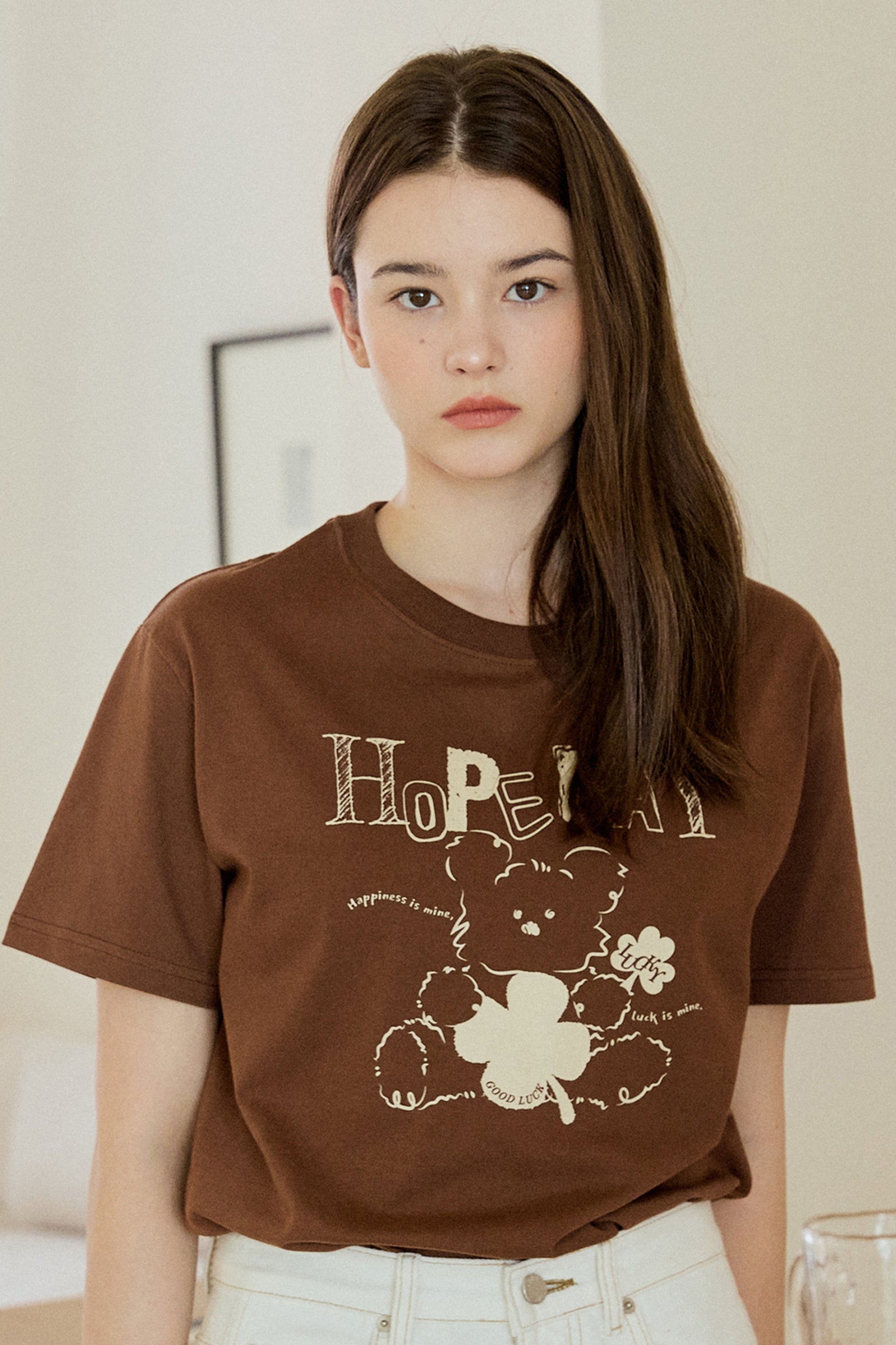 TEE-SHIRT OURSON JOYEUX_MARRON