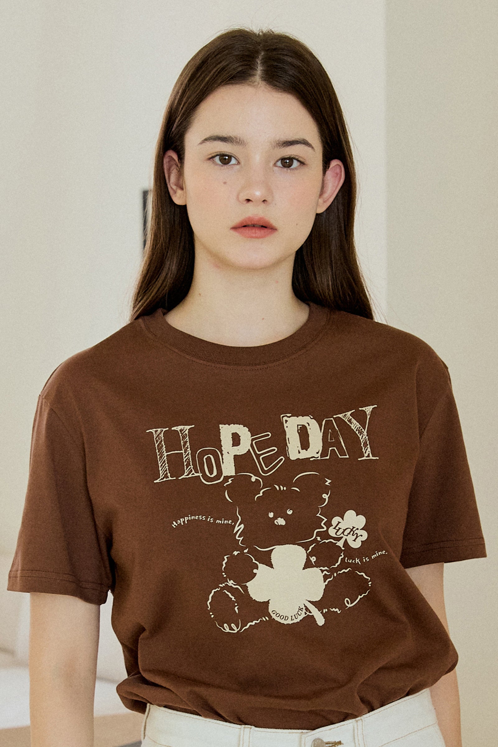 TEE-SHIRT OURSON JOYEUX_MARRON