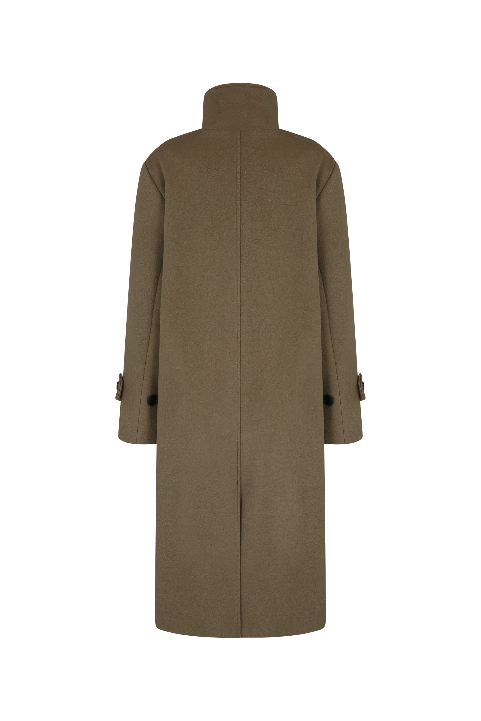 MANTEAU CLASSIQUE À COL MONTANT EN CACHEMIRE MÉLANGÉ_CAMEL