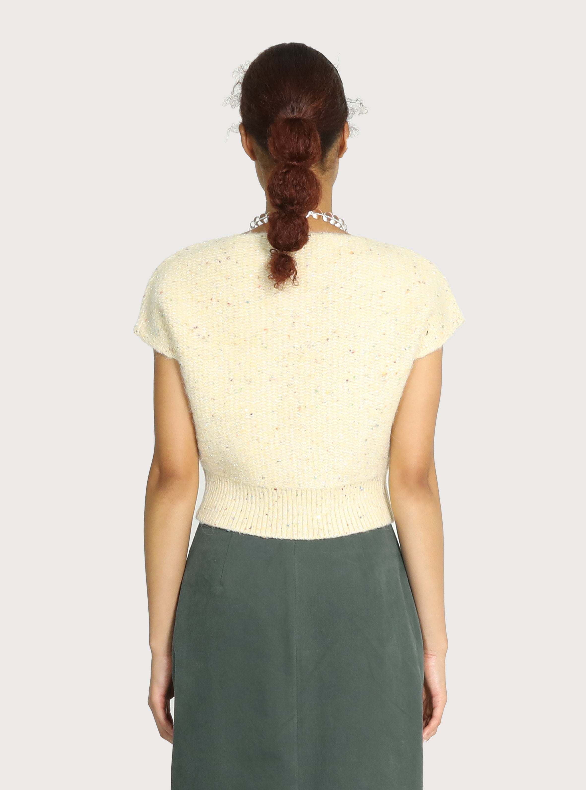 GILET EN TRICOT BRODÉ MAIN_CITRON