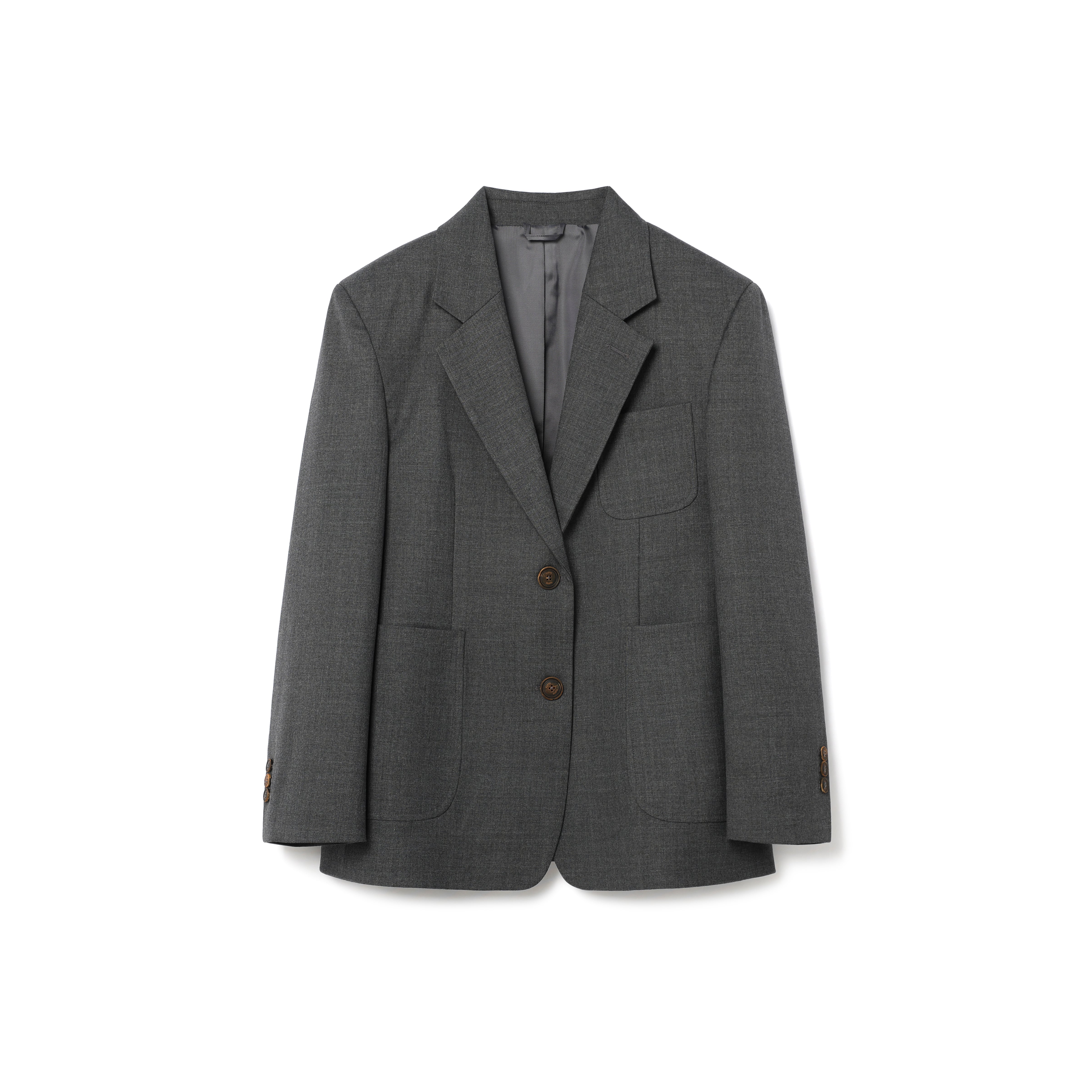 BLAZER EN LAINE CLASSIQUE AVEC POCHES EXTÉRIEURES_GRIS