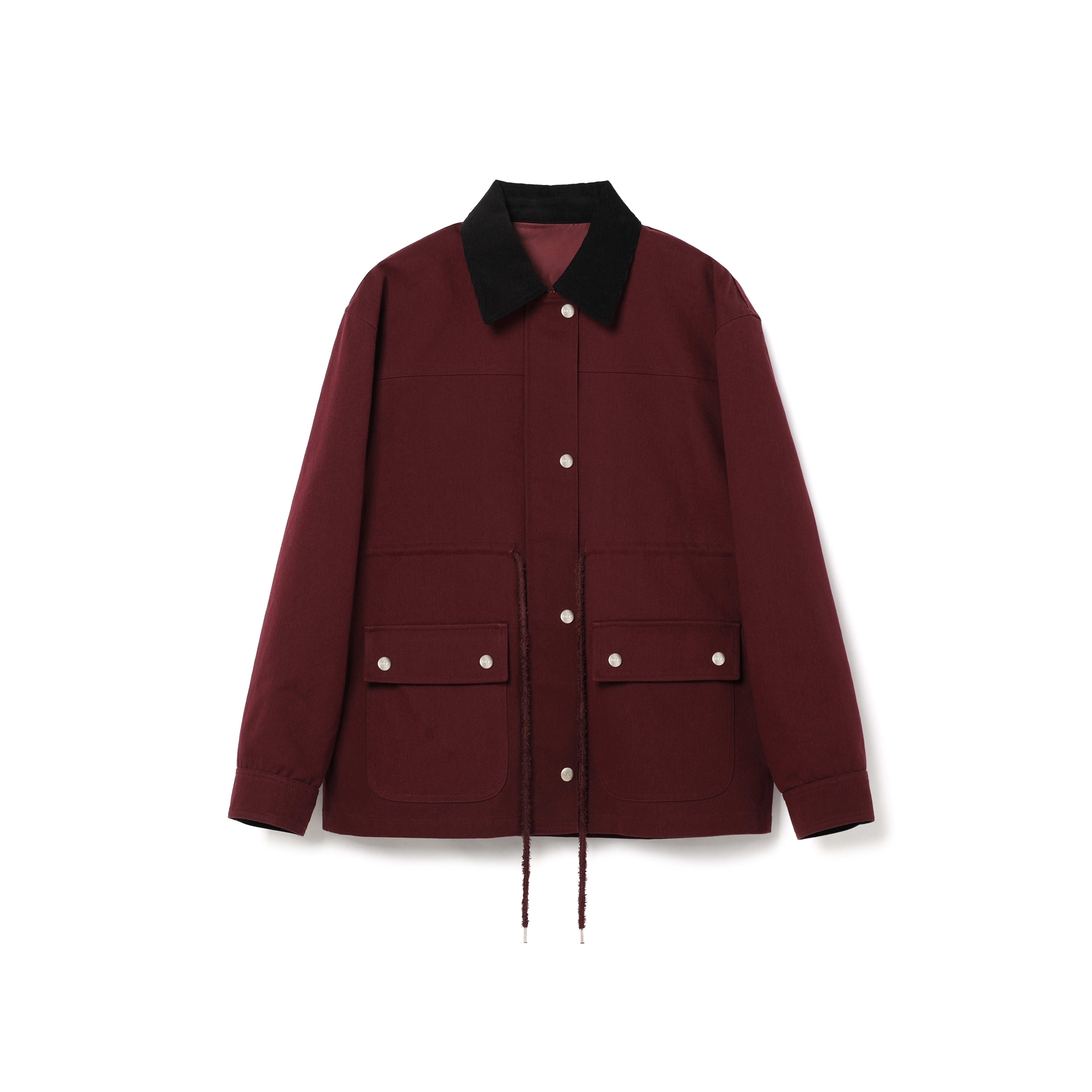 STRING COTTON TWILL FIELD JACKET_BURGUNDY