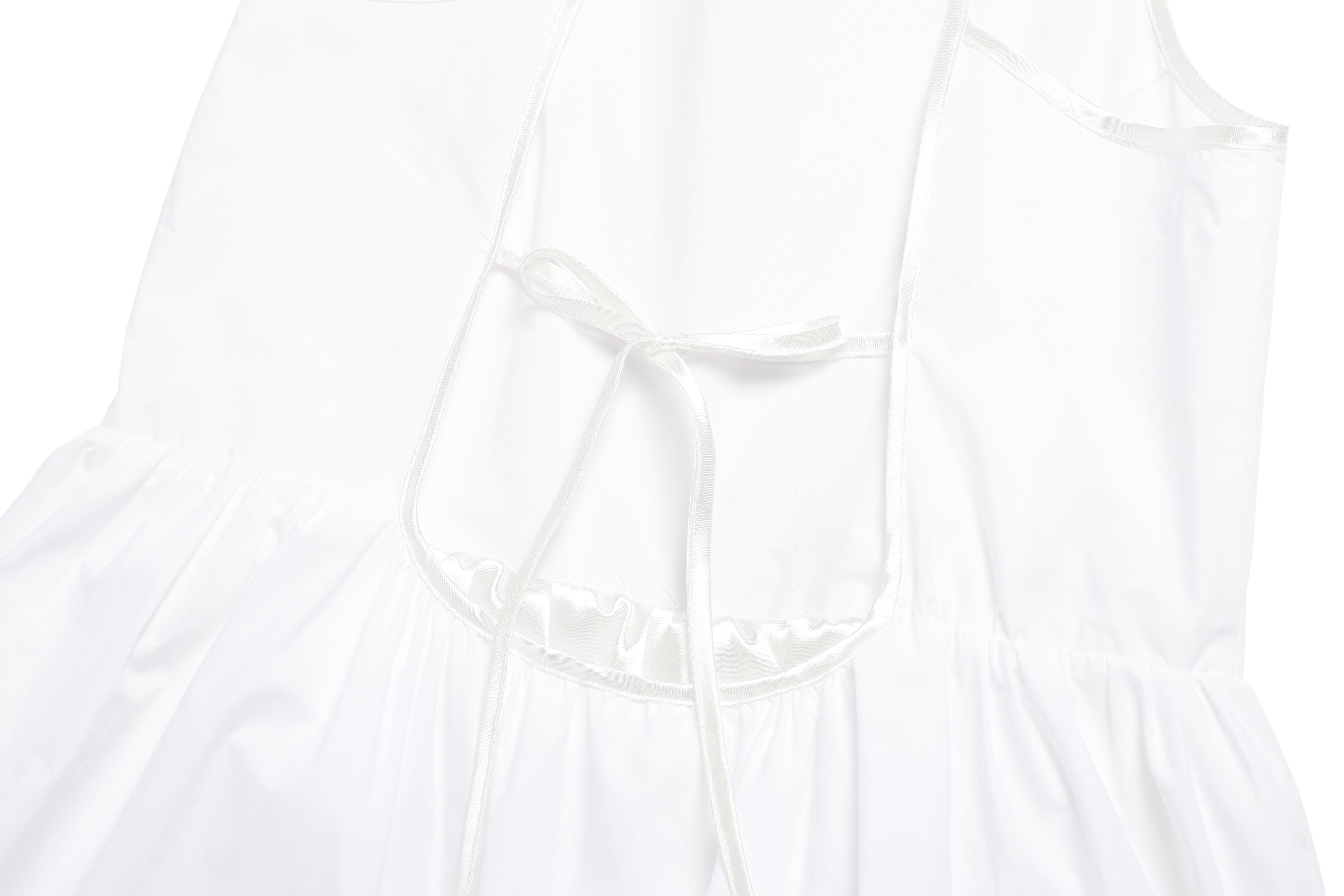 BACK OPEN LACE SHIRRING DRESS_WHITE