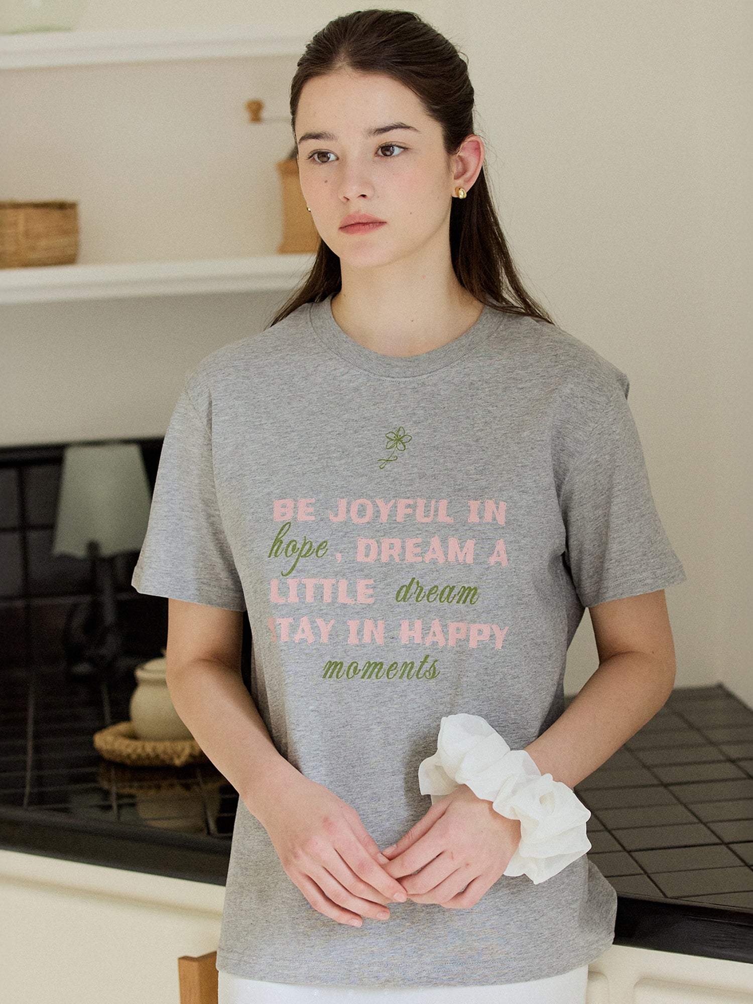 TEE-SHIRT FLEUR JOYFUL_GRIS