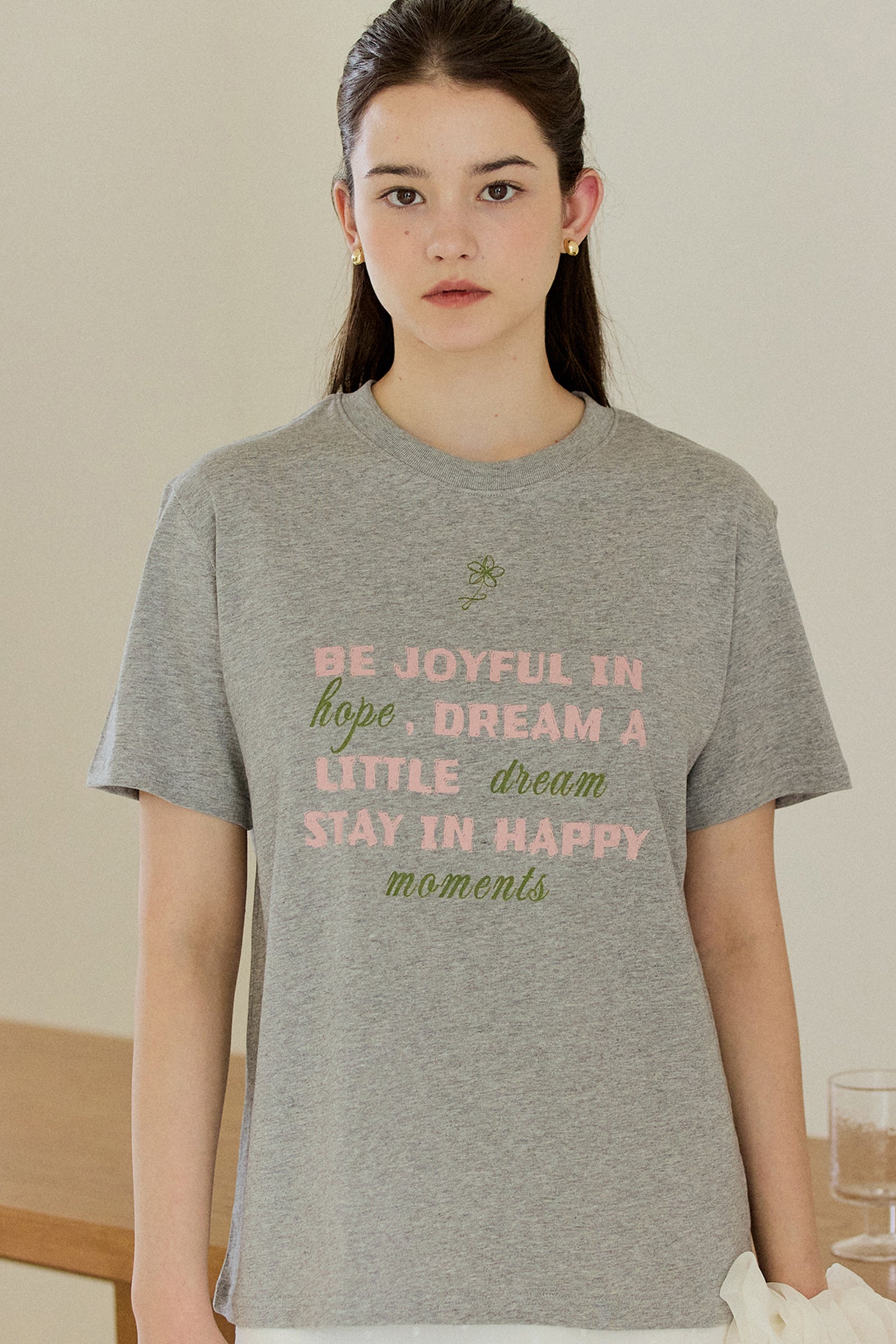 TEE-SHIRT FLEUR JOYFUL_GRIS