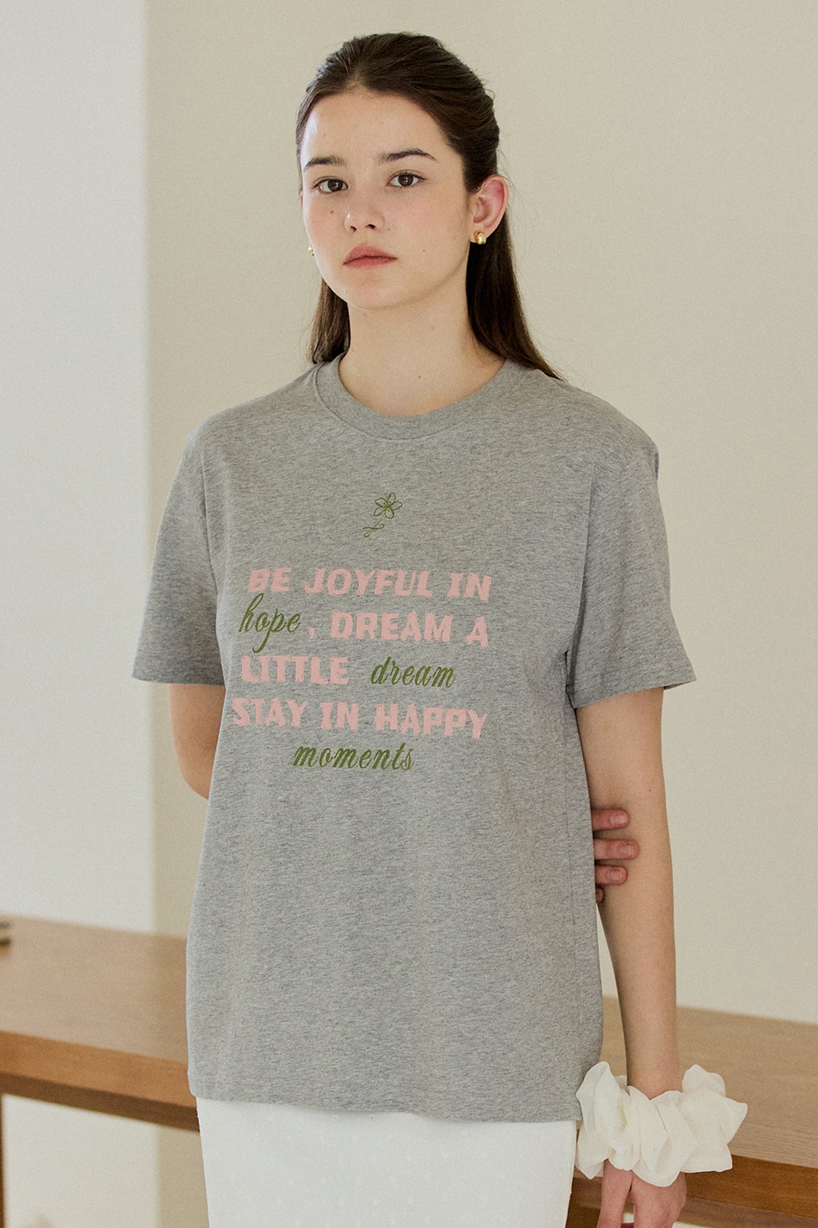 TEE-SHIRT FLEUR JOYFUL_GRIS