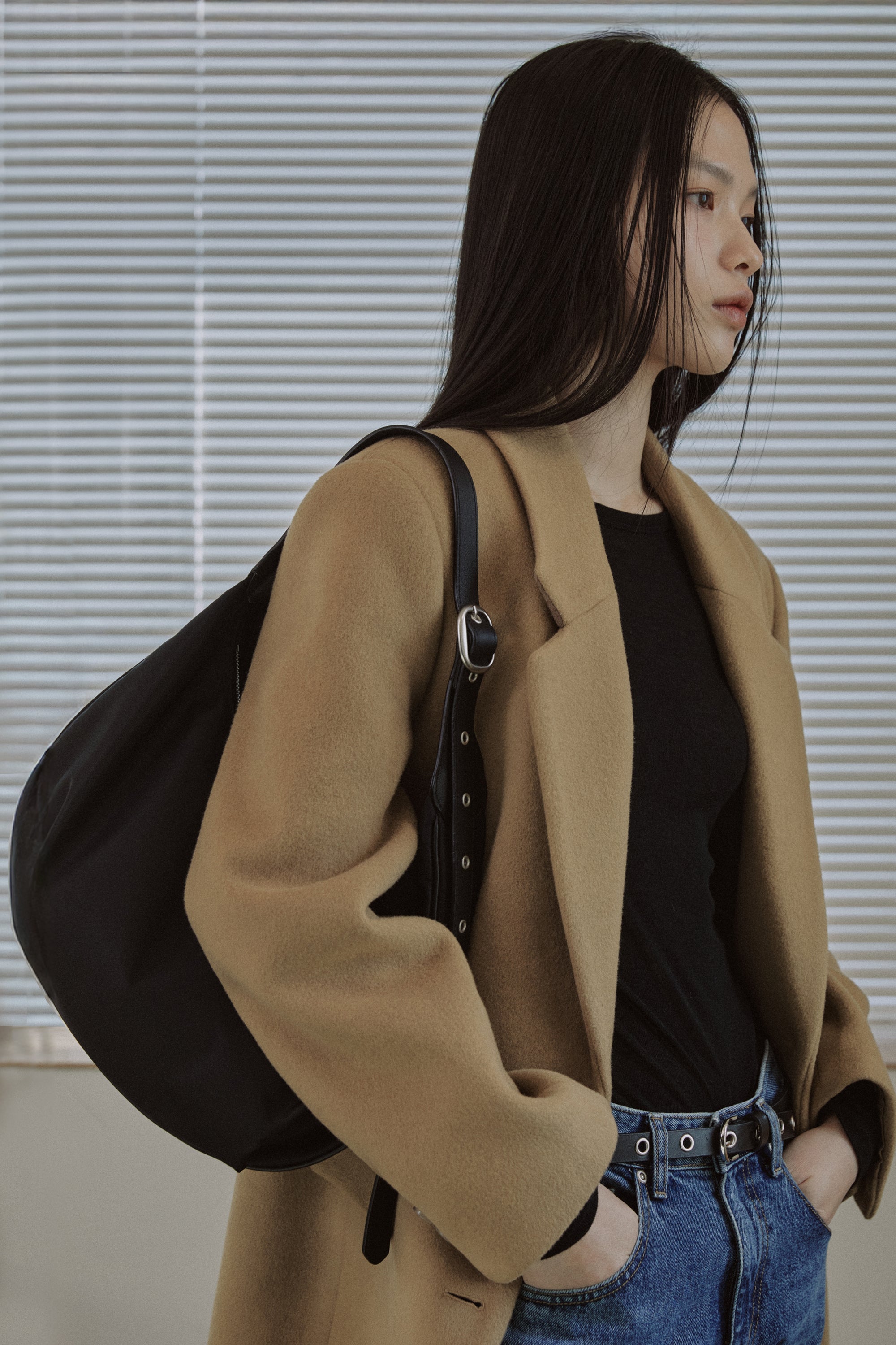 DAILY NYLON HALF MOON BAG_BLACK