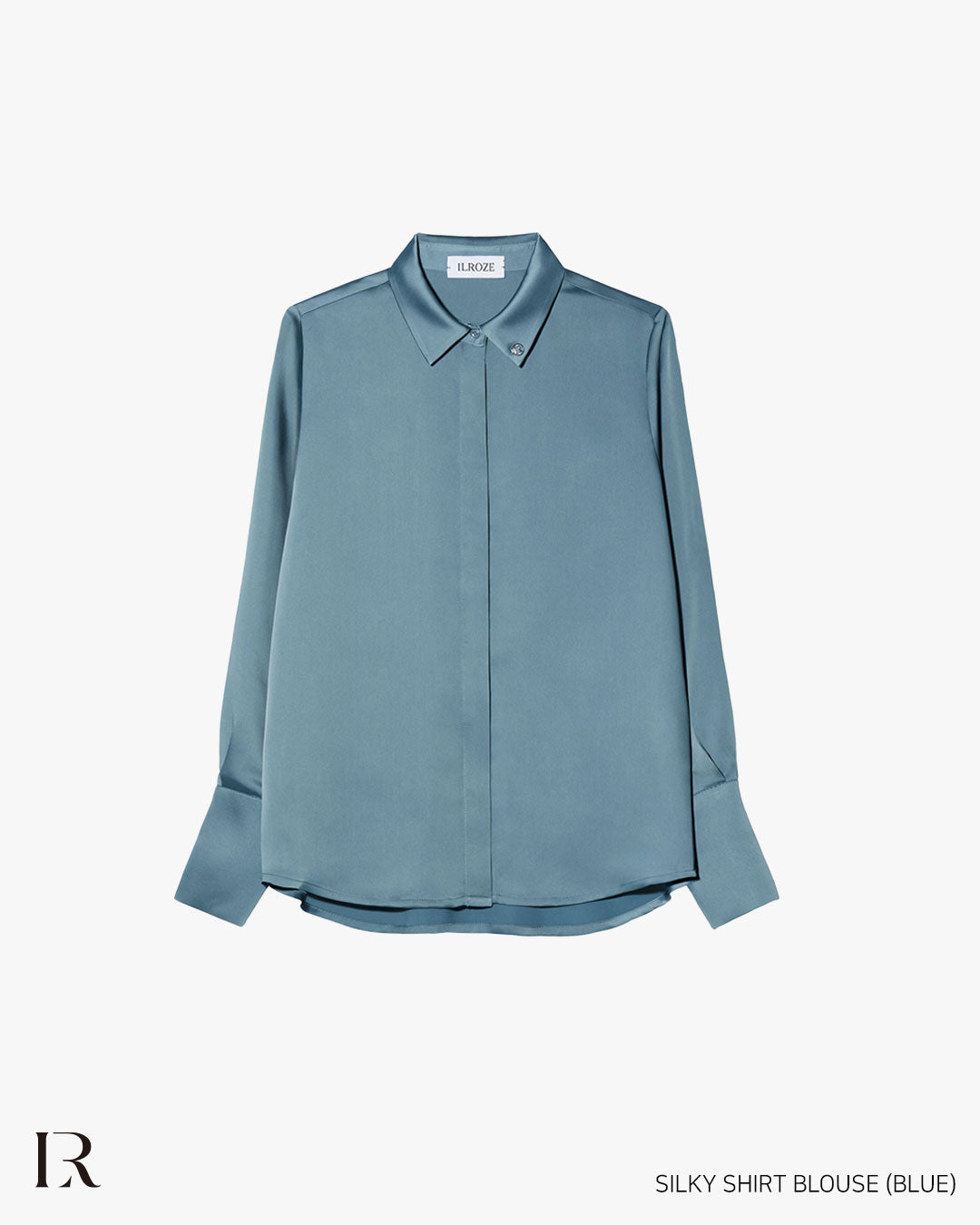 BLOUSE FLUIDE EN SATIN_BLEU