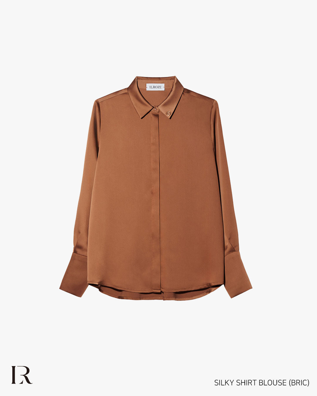 BLOUSE FLUIDE EN SATIN_BRIQUE