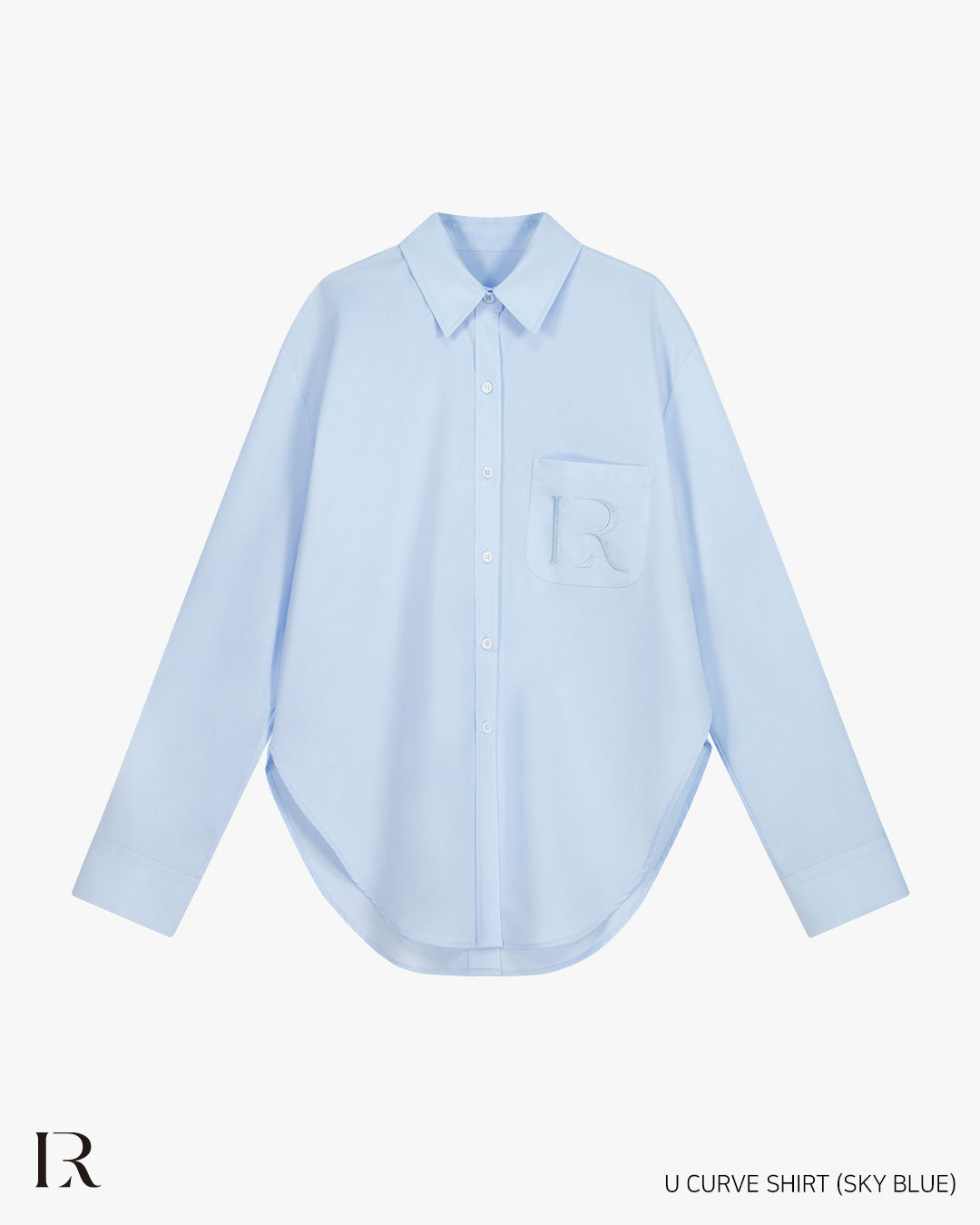 CHEMISE À OURLET ARRONDI_BLEU