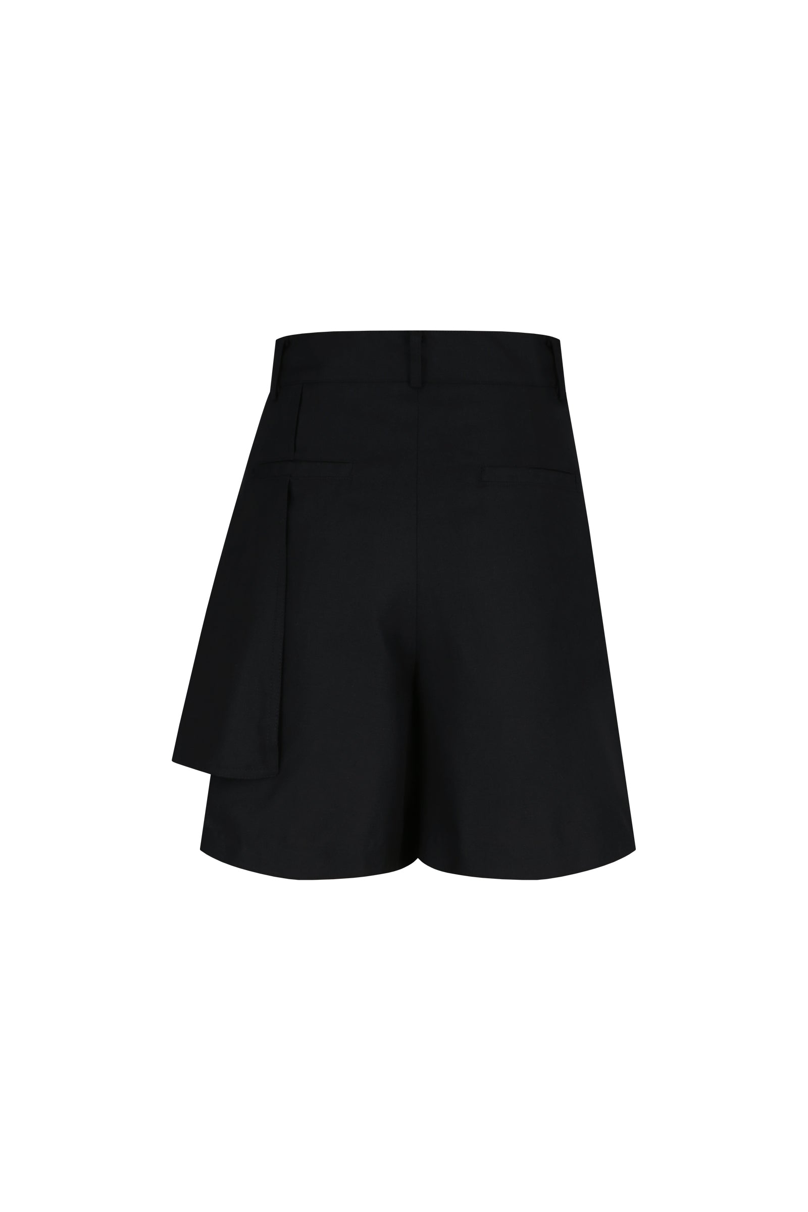 LINEN SIDE POINT BERMUDA PANTS_NOIR