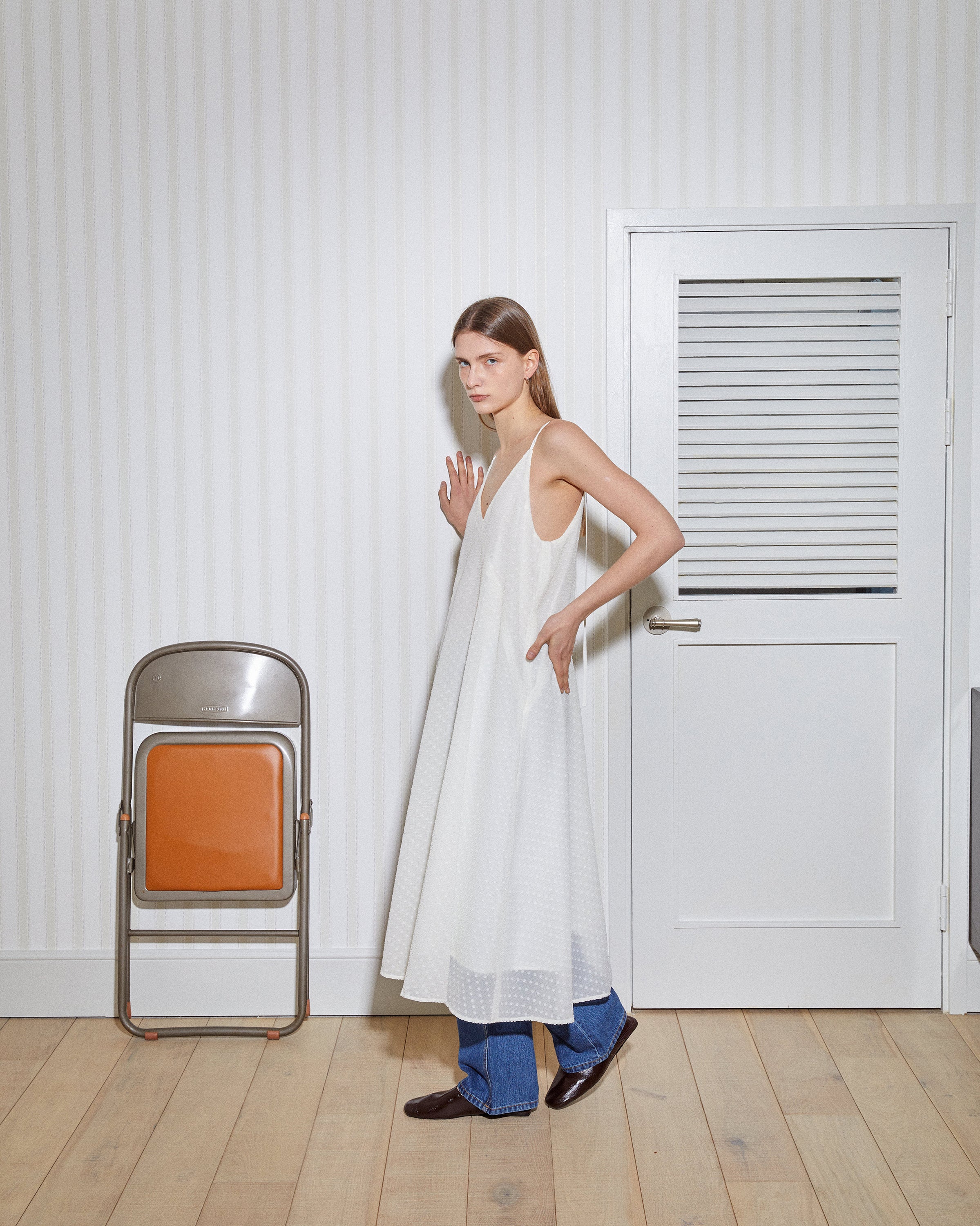 DOT SEER TENT DRESS_IVORY
