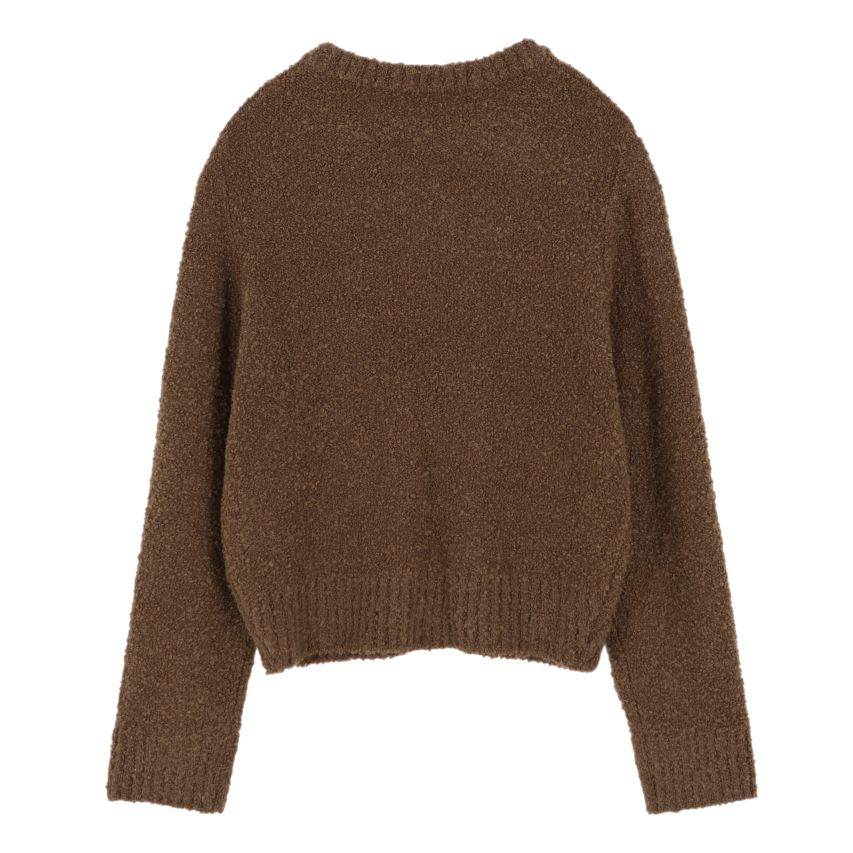 CARDIGAN TEXTURÉ EN MAILLE BOUCLÉE_MARRON