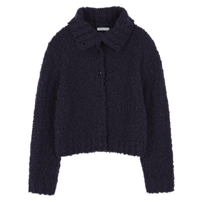 COZY CARDIGAN À COL MONTANT_BLEU MARINE