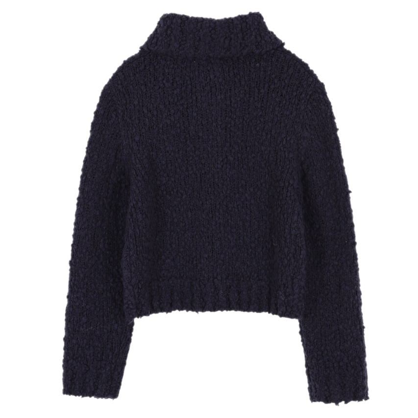 COZY CARDIGAN À COL MONTANT_BLEU MARINE