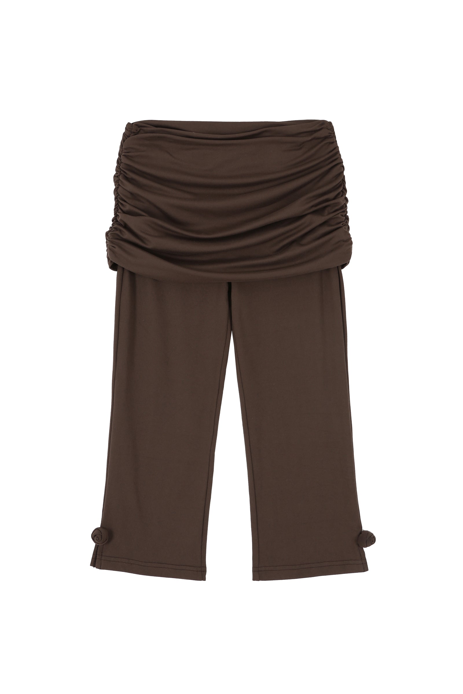 FLOWER SLIT FOLDING PANTS_BROWN