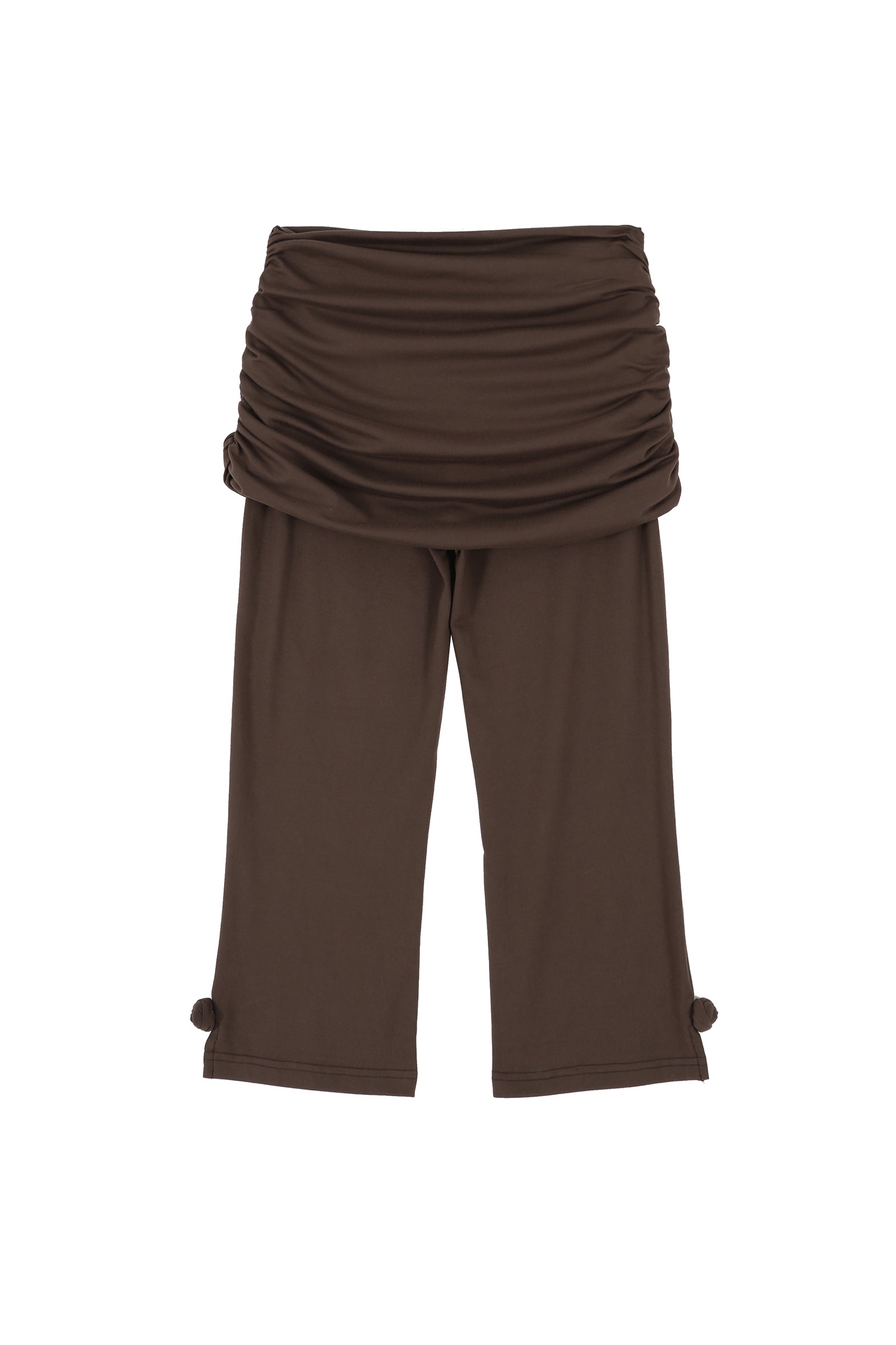 FLOWER SLIT FOLDING PANTS_BROWN