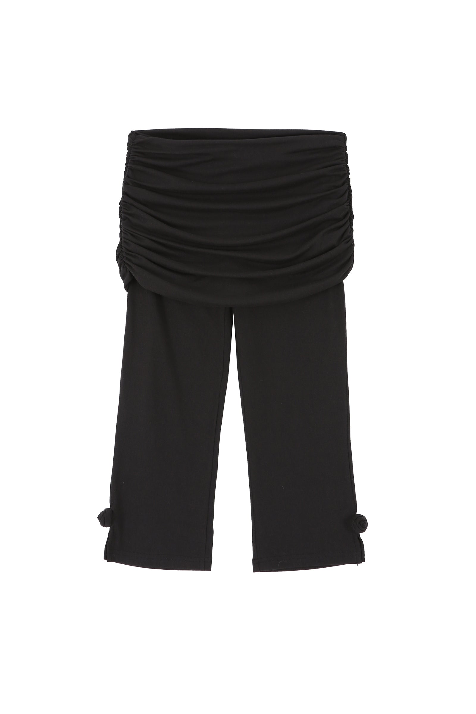 FLOWER SLIT FOLDING PANTS_BLACK