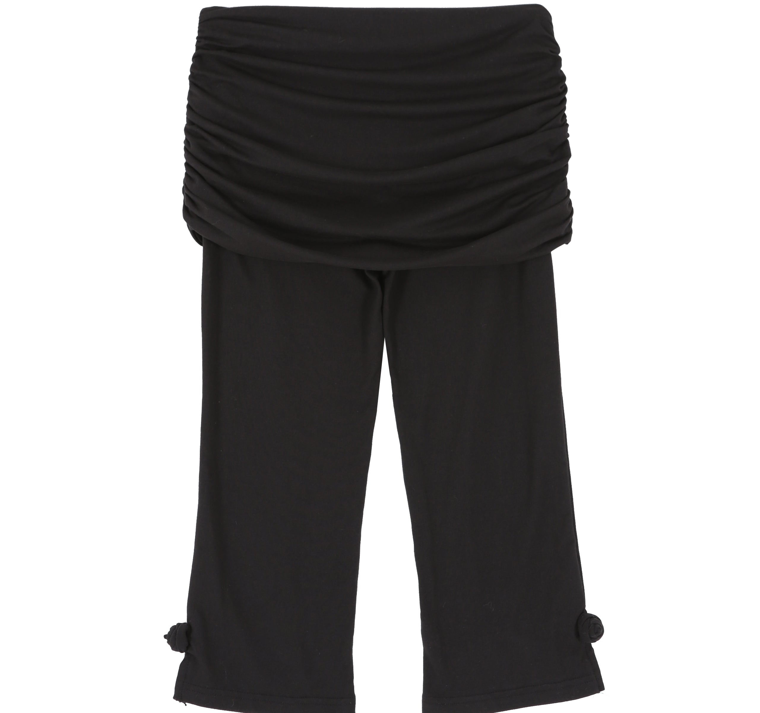 FLOWER SLIT FOLDING PANTS_BLACK