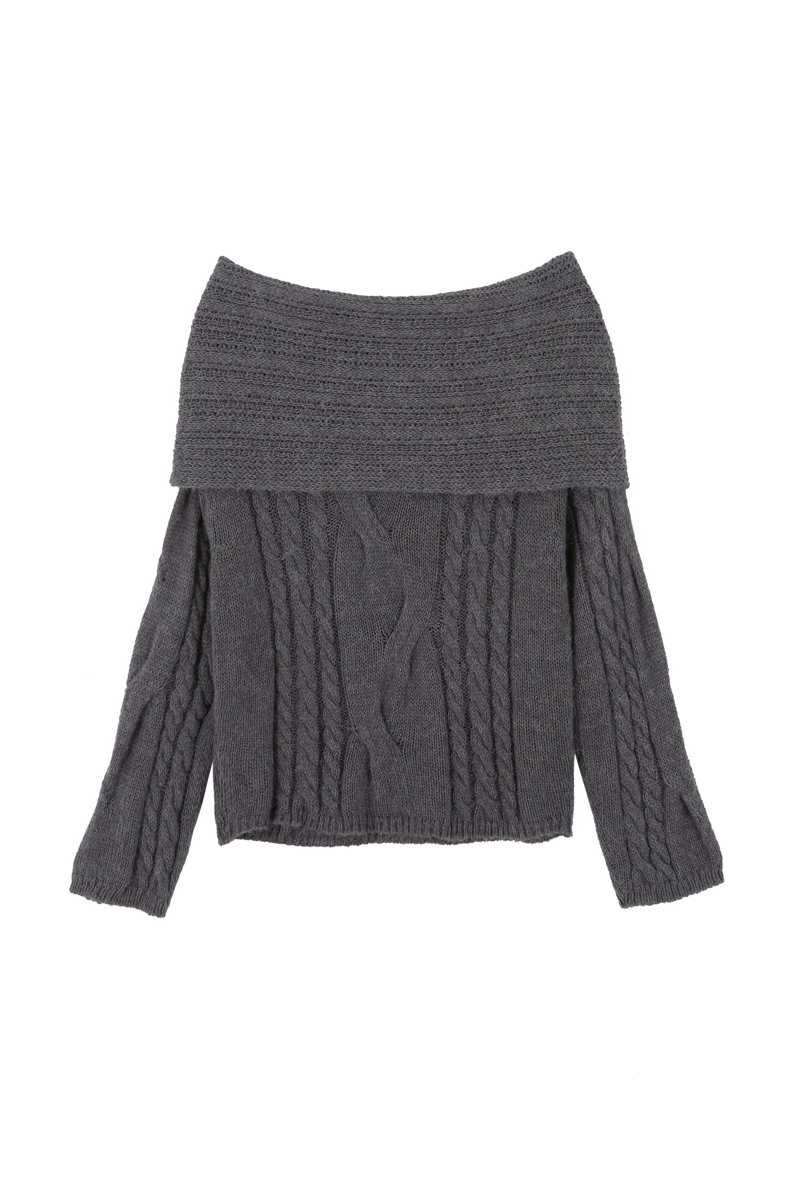 ALPACA TWIST OFF SHOULDER KNIT_GREY