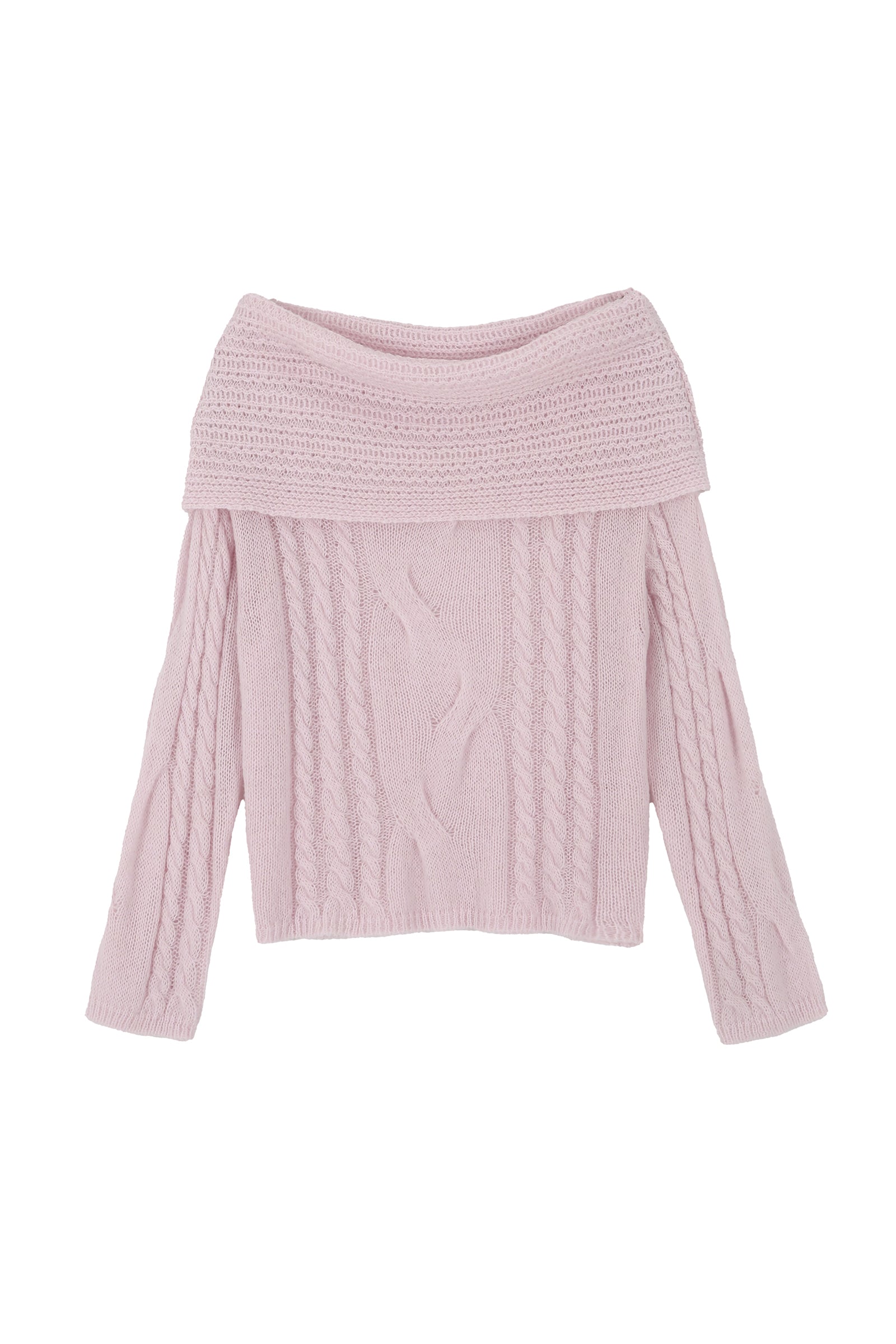 ALPACA TWIST OFF SHOULDER KNIT_PINK