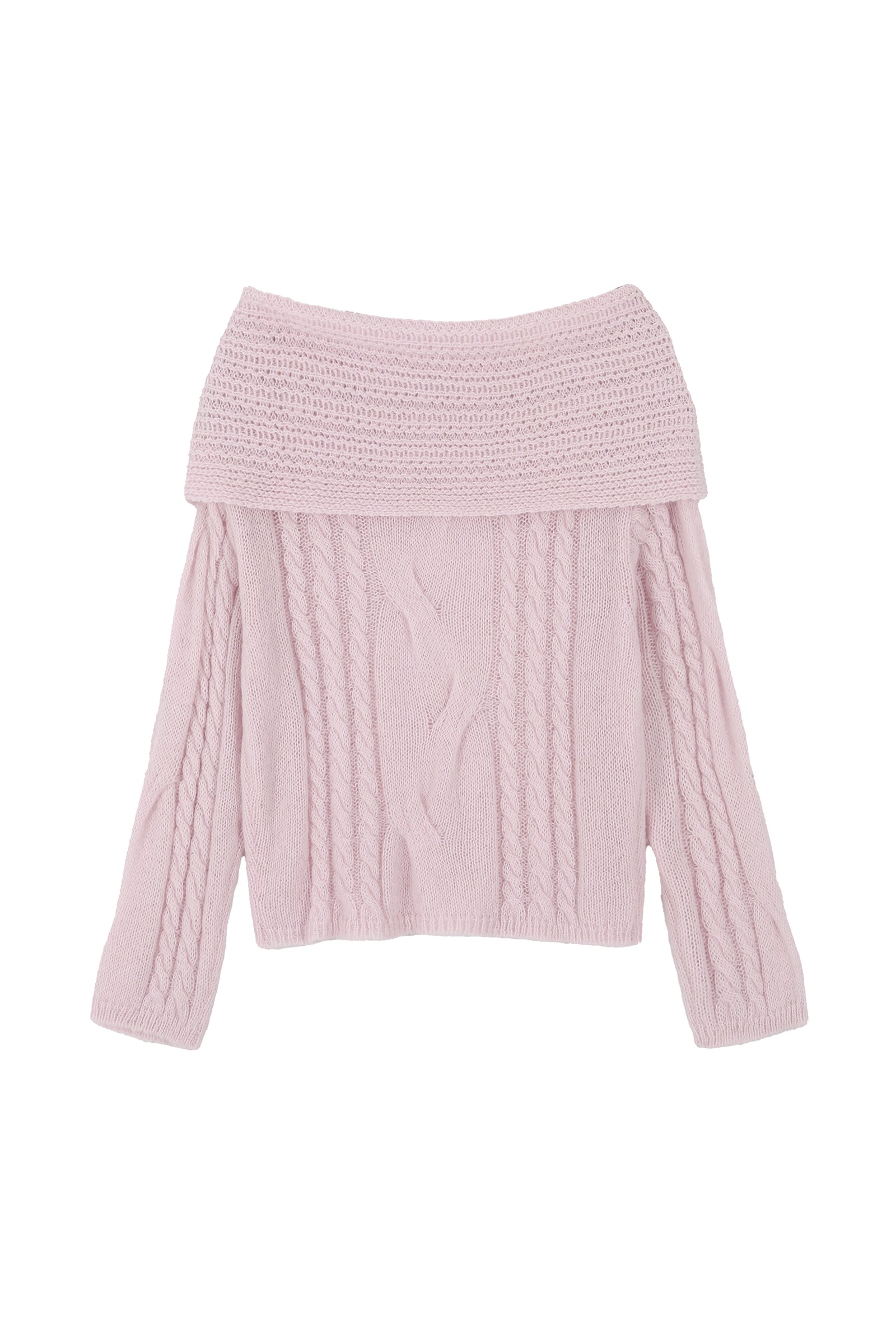 ALPACA TWIST OFF SHOULDER KNIT_PINK