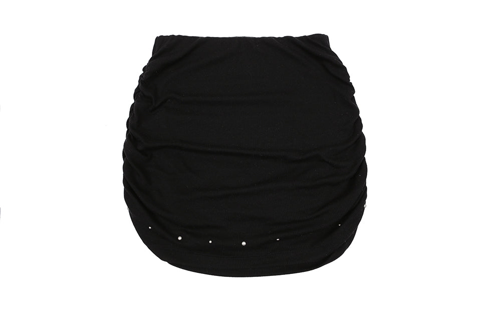 STUD SHIRRING SKIRT_NOIR
