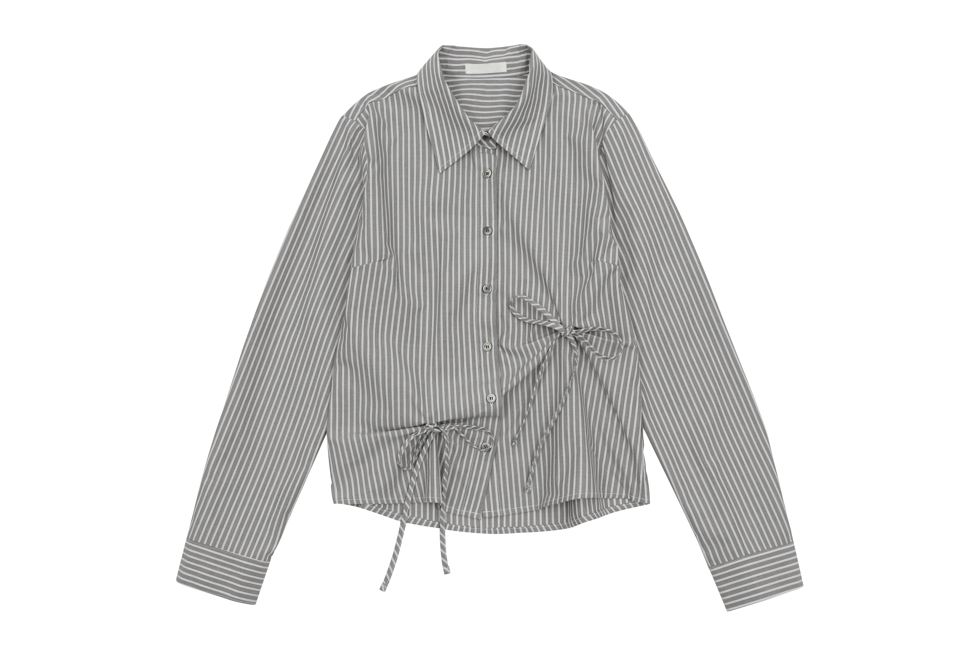 TUK RIBBON STRIPE SHIRTS_GREY