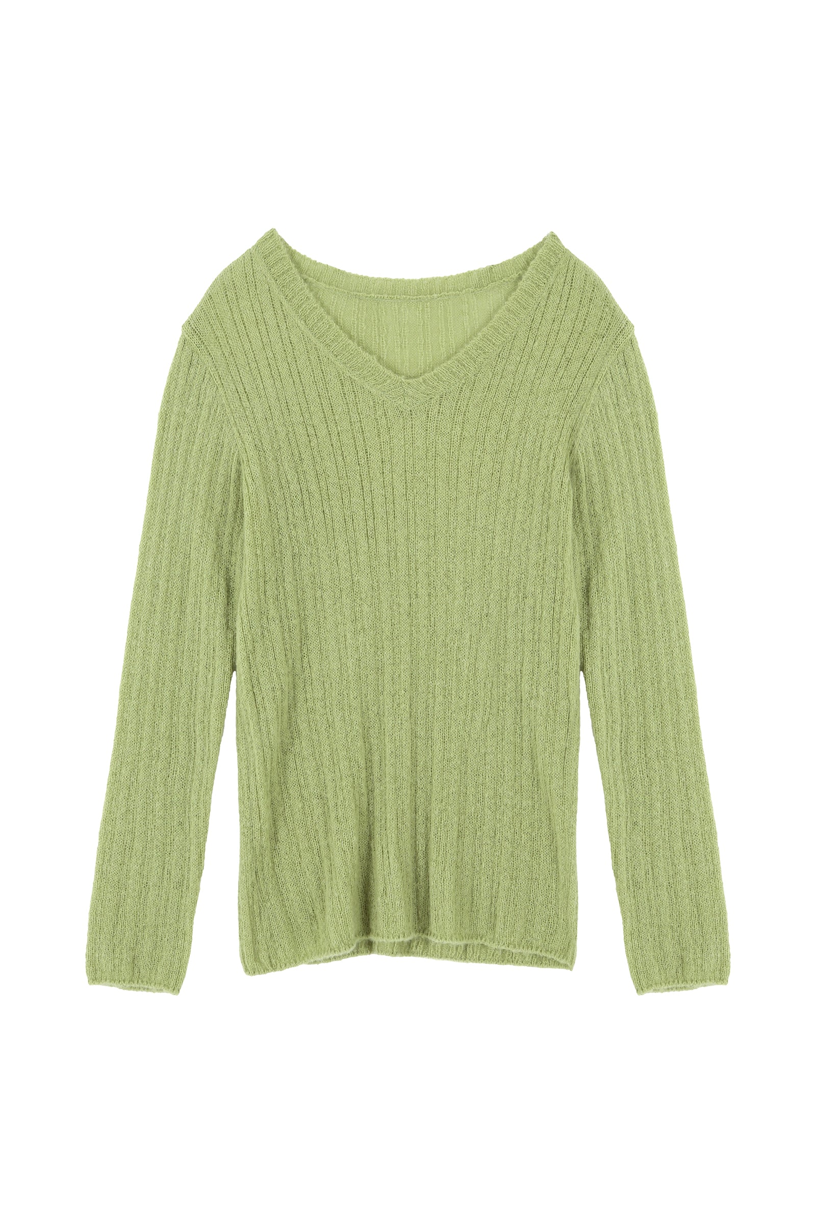V-NECK GOLGI KNIT_OLIVE