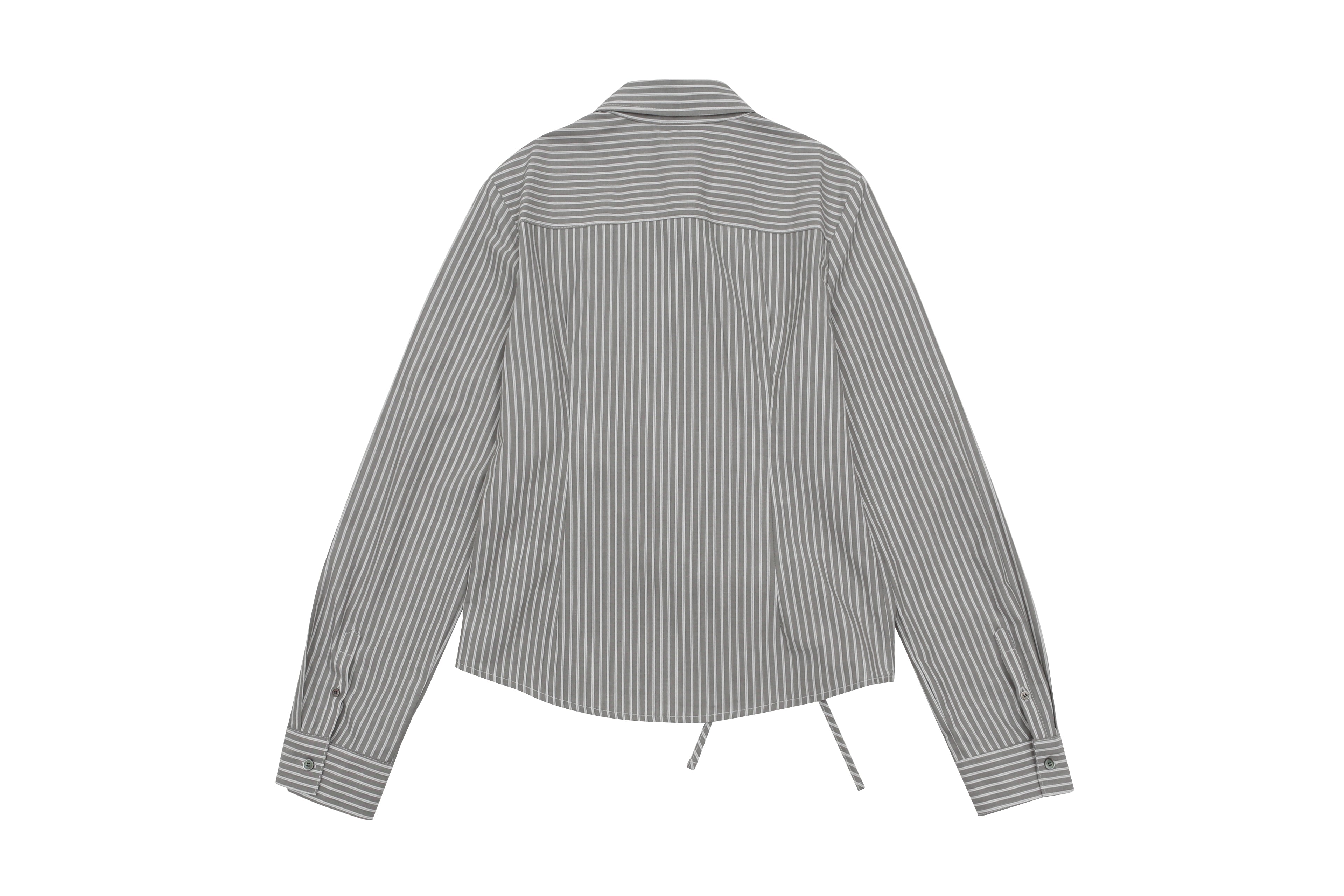 TUK RIBBON STRIPE SHIRTS_GREY