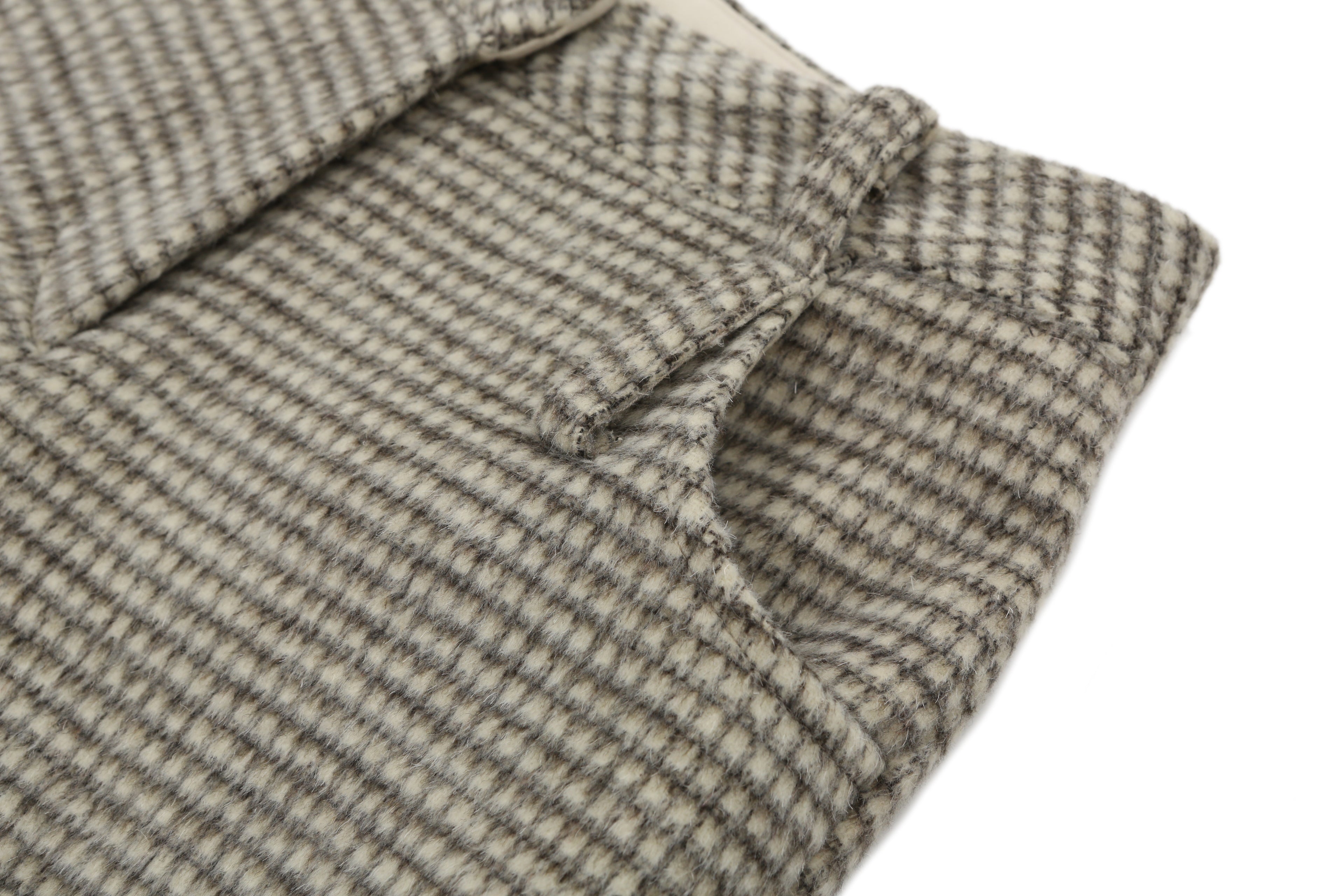 DOUBLE BELT WOOL MICRO PANTS_IVORY CHECK