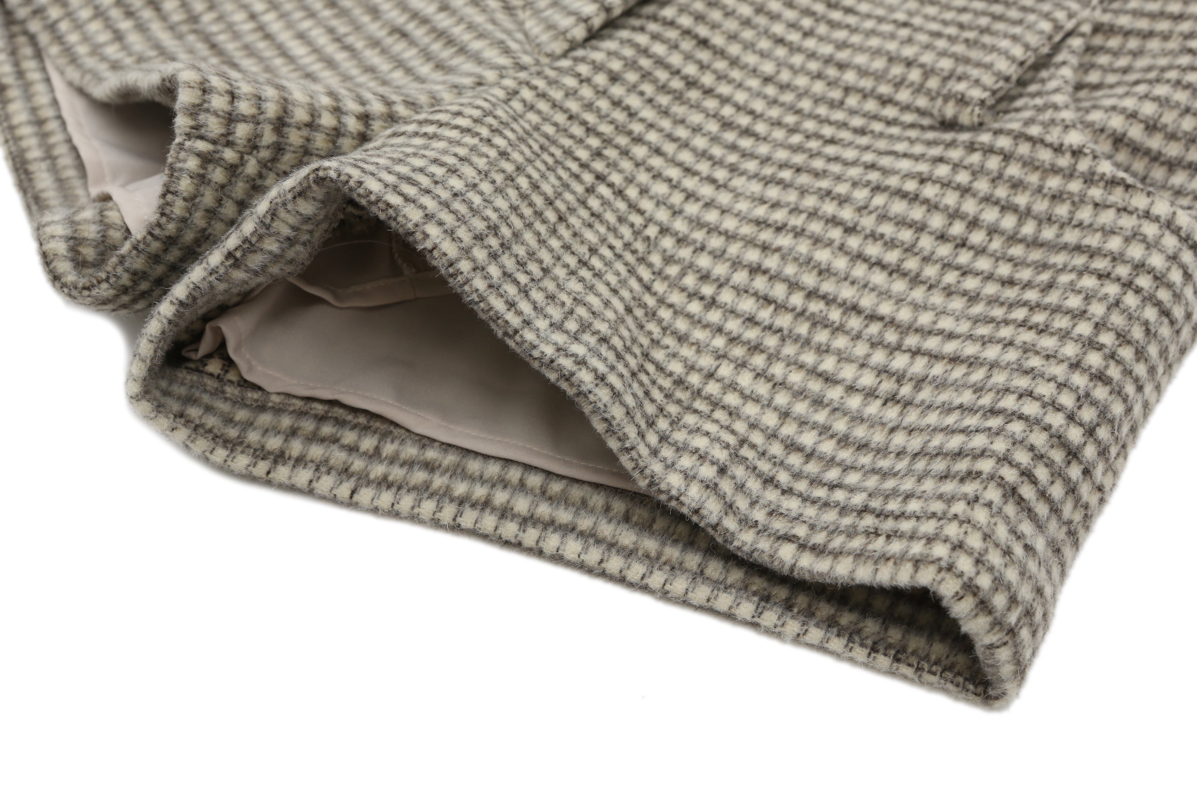 DOUBLE BELT WOOL MICRO PANTS_IVORY CHECK