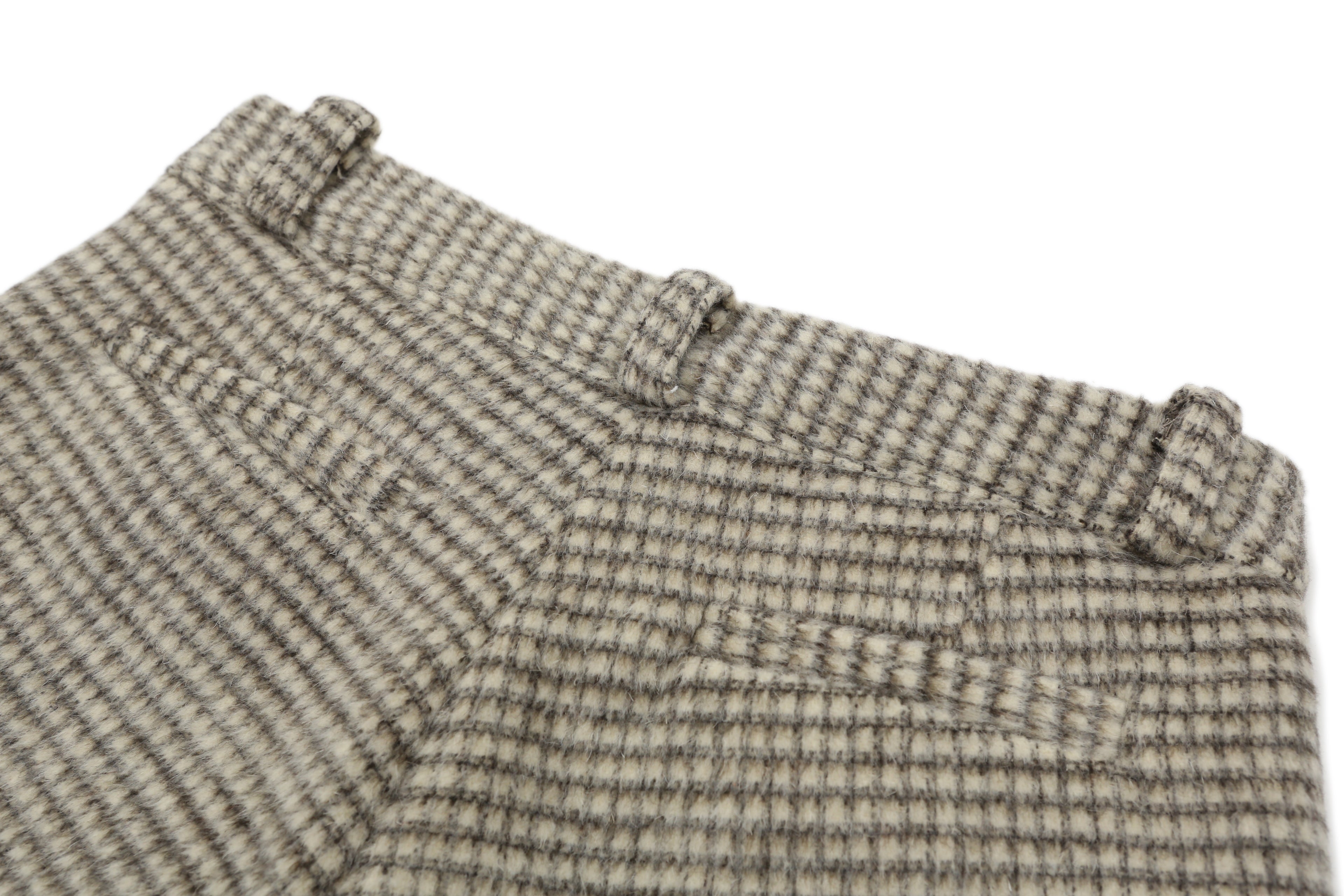 DOUBLE BELT WOOL MICRO PANTS_IVORY CHECK