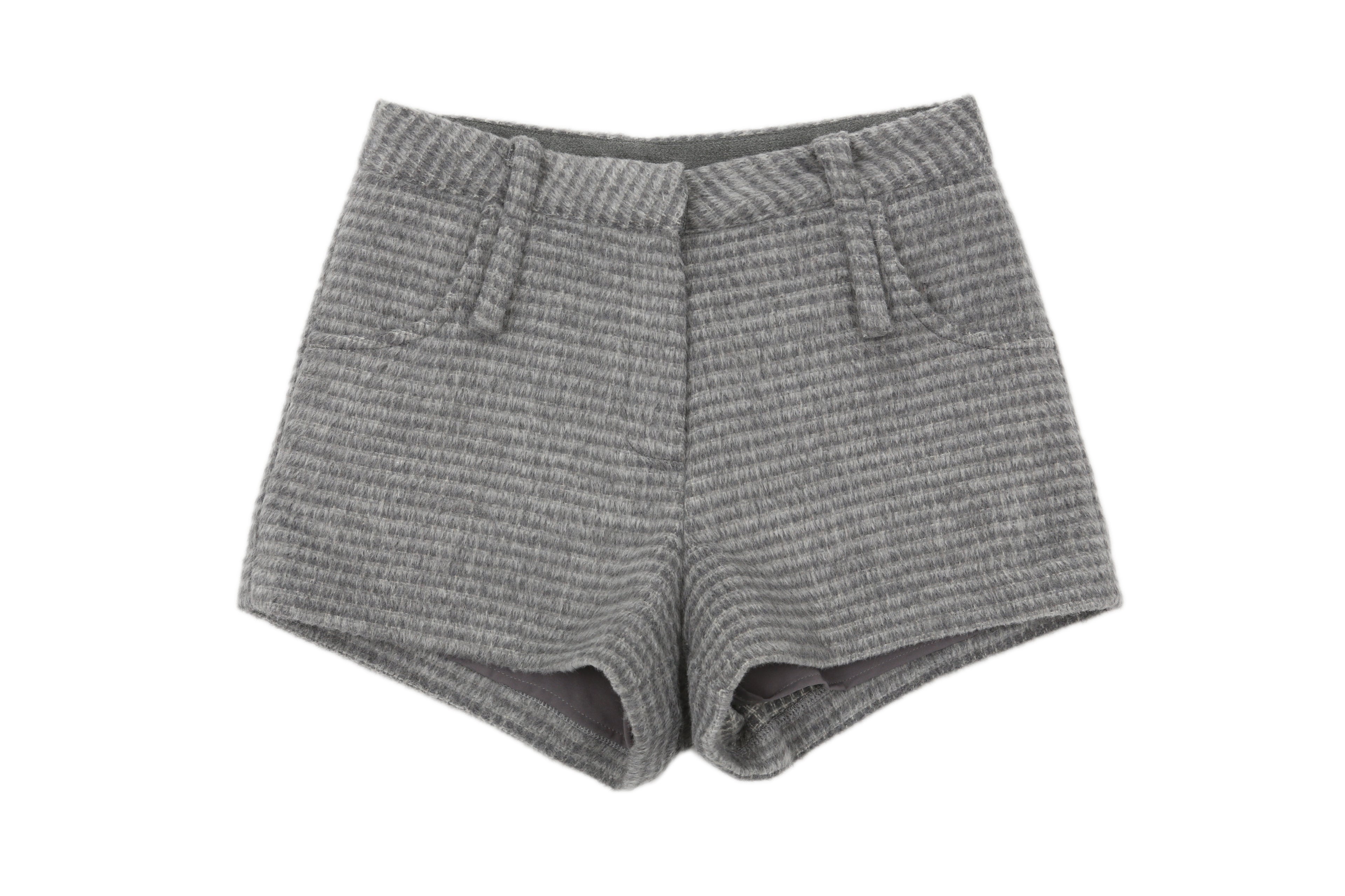 DOUBLE BELT WOOL MICRO PANTS_GREY CHECK