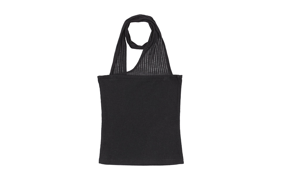 FABRIC MIX TIE TOP_BLACK