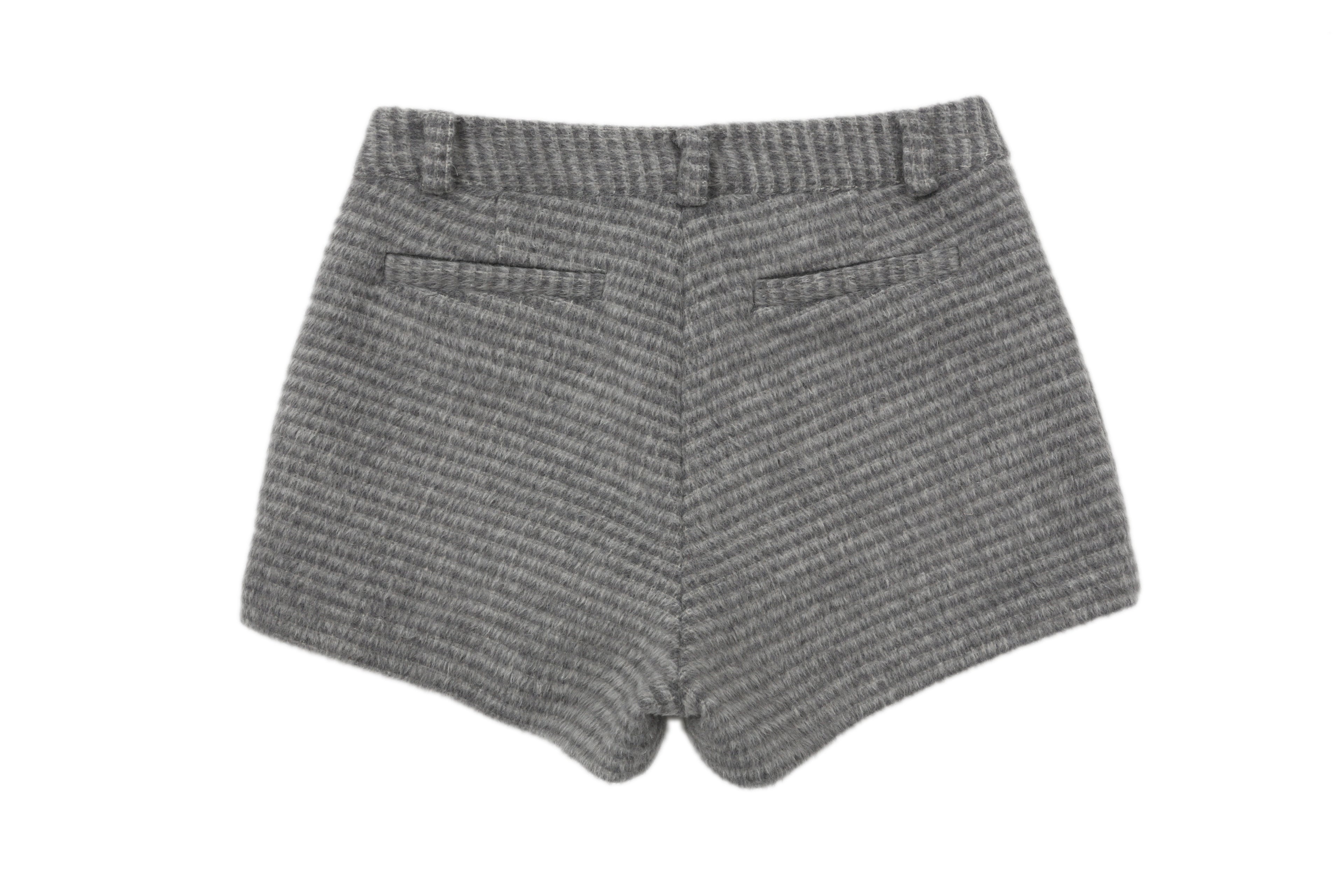DOUBLE BELT WOOL MICRO PANTS_GREY CHECK