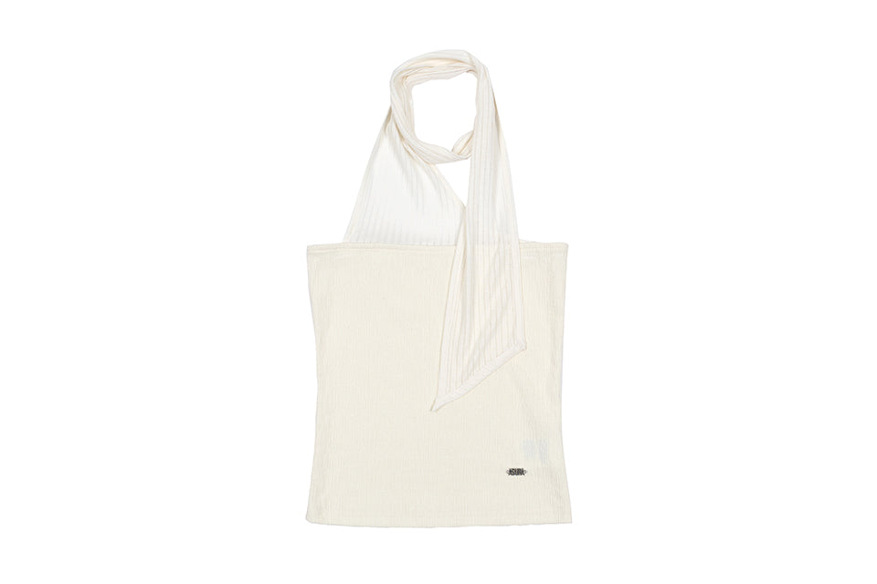 FABRIC MIX TIE TOP_CREAM
