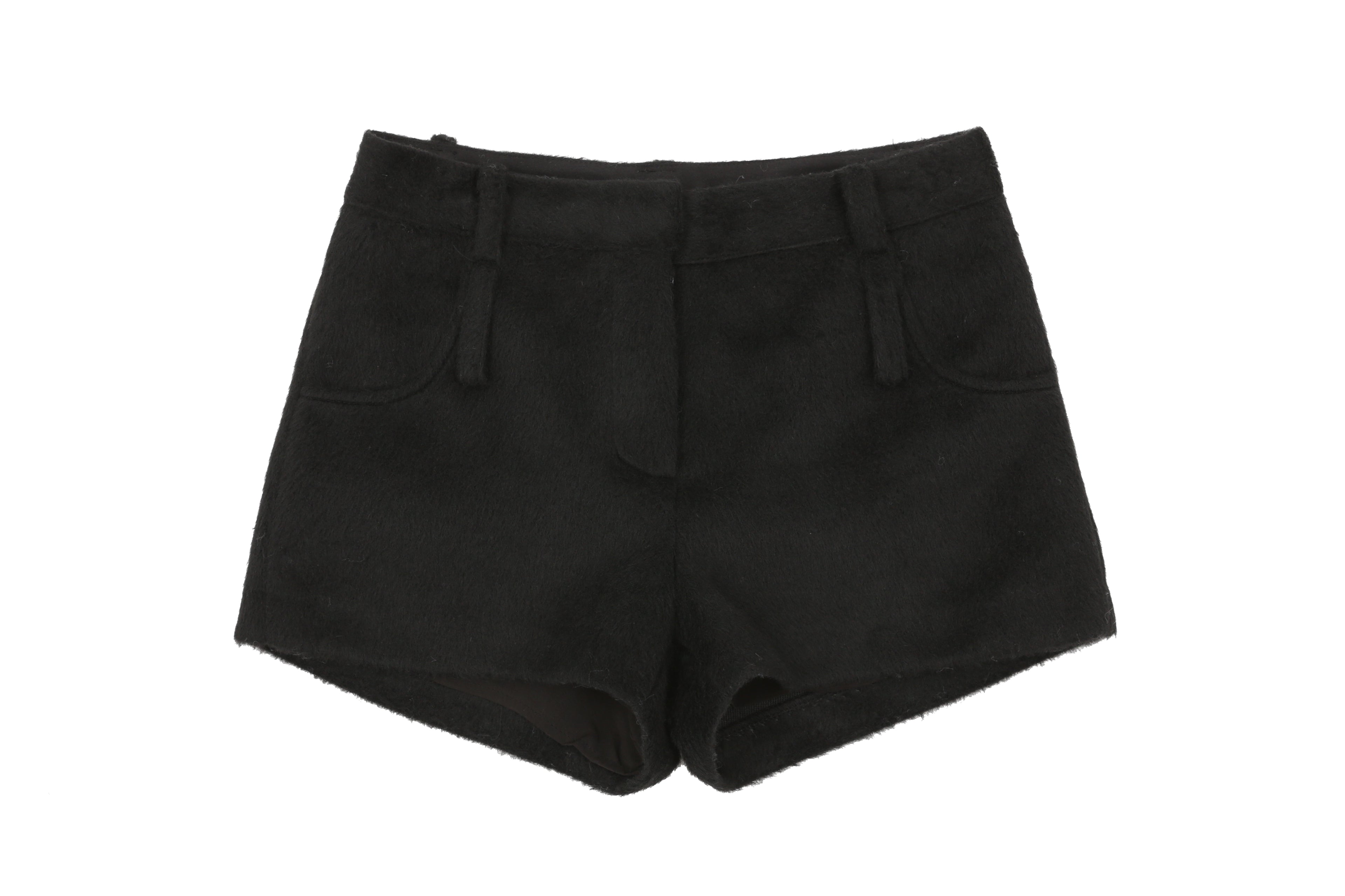 DOUBLE BELT WOOL MICRO PANTS_BLACK