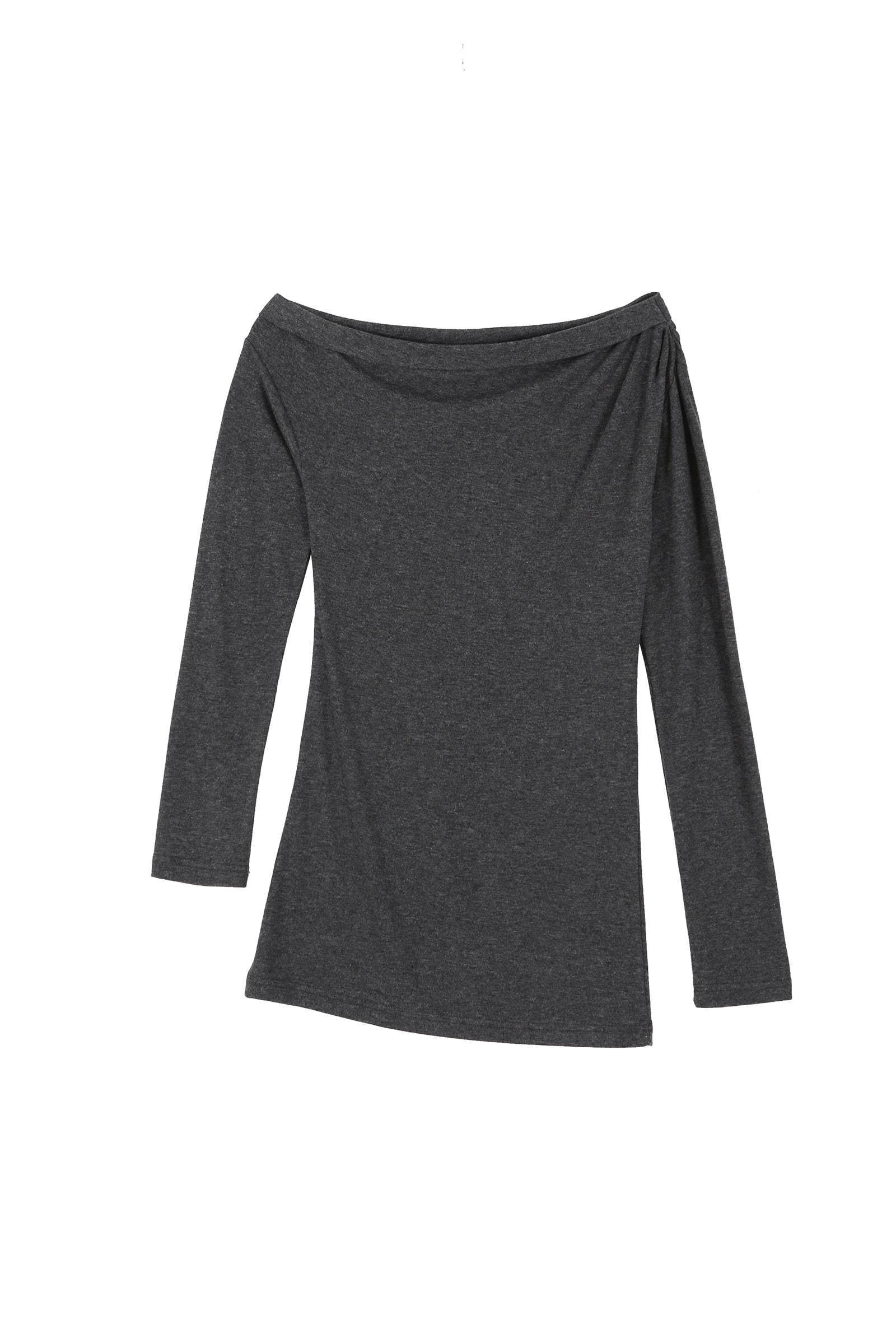 FOLD ONE SHOULDER T_CHARCOAL