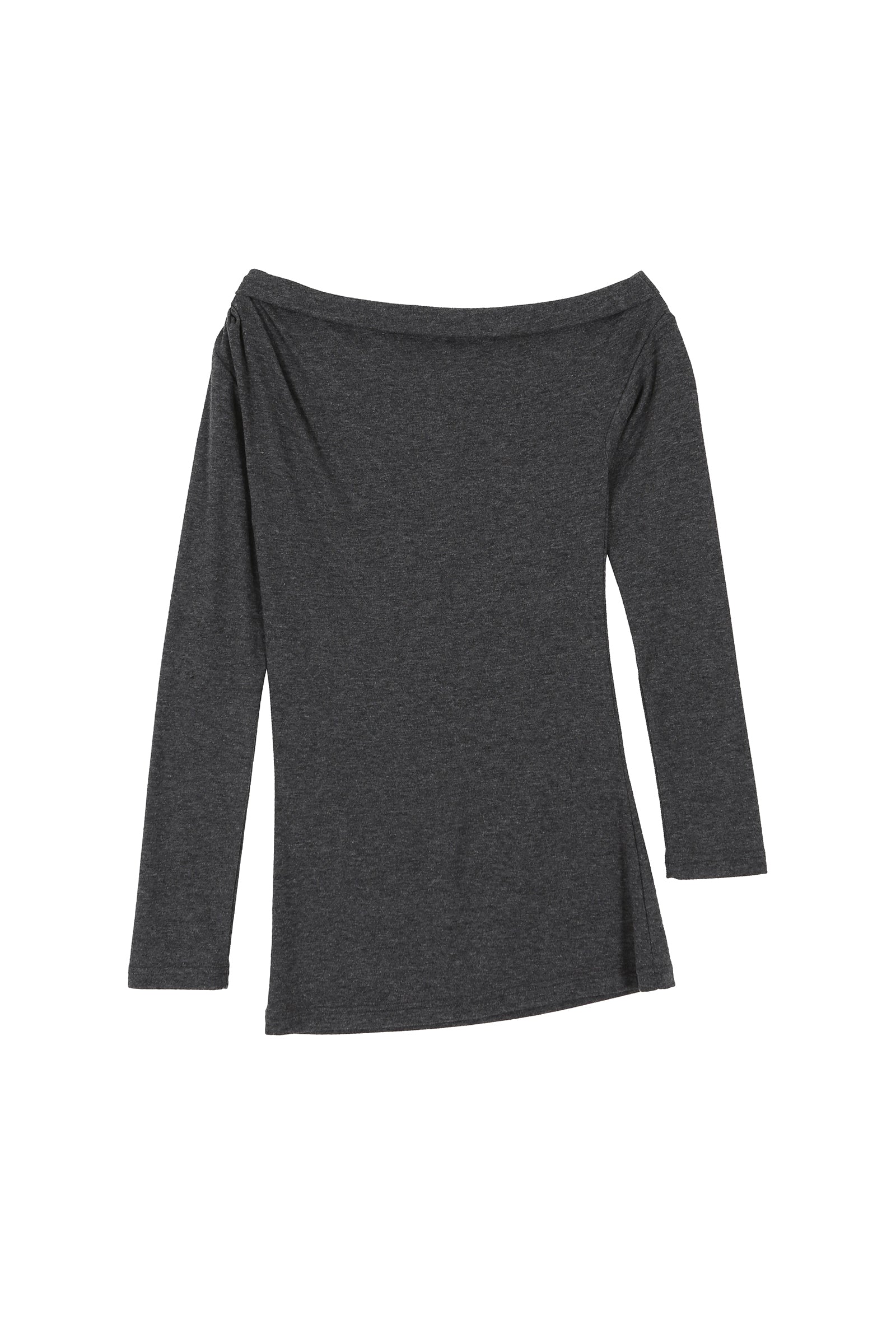 FOLD ONE SHOULDER T_CHARCOAL