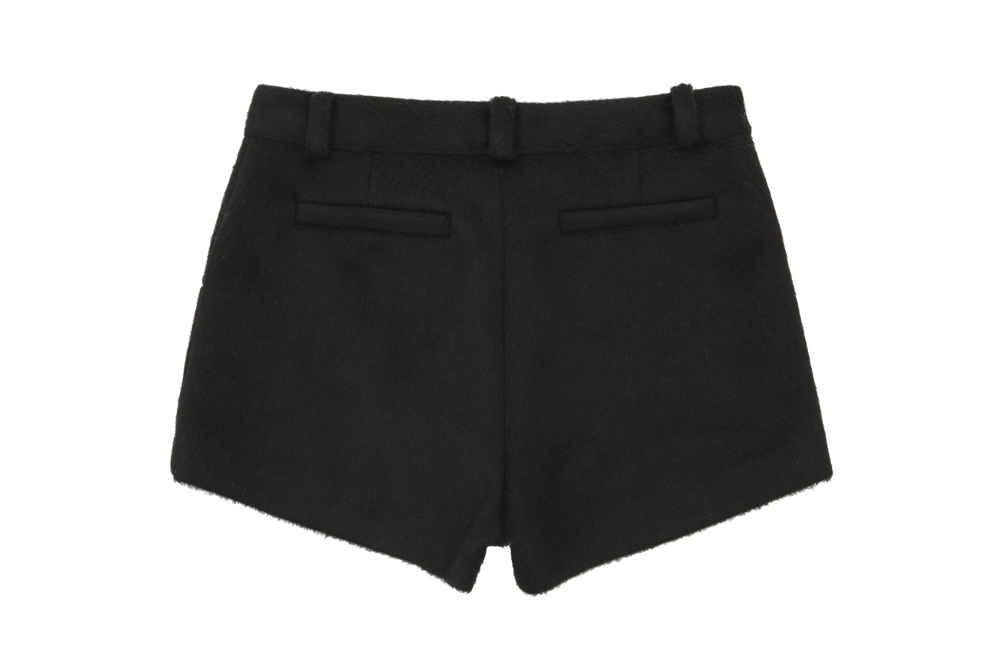 DOUBLE BELT WOOL MICRO PANTS_BLACK