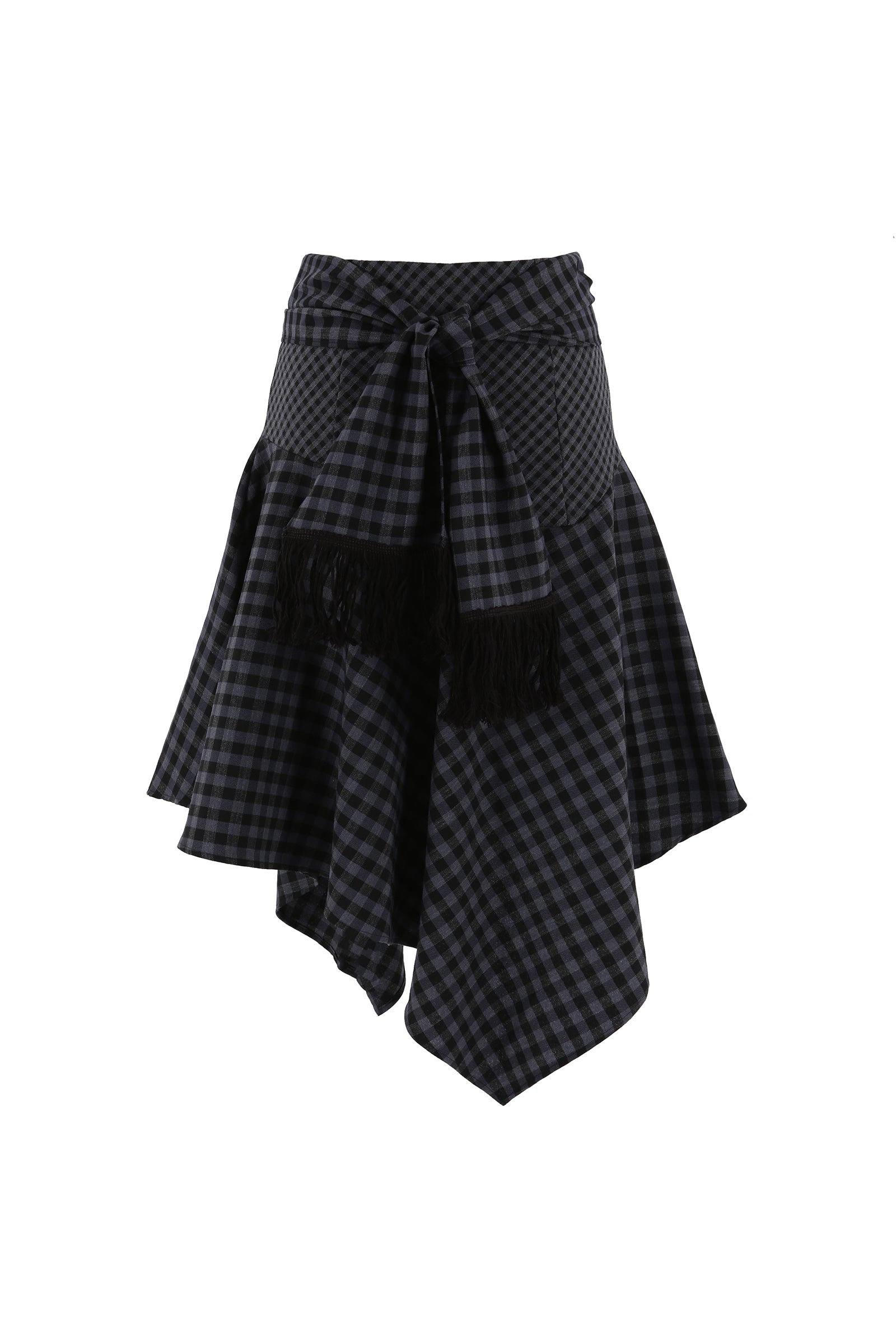 CHECK UNBALANCE HOOL SKIRT_NAVY