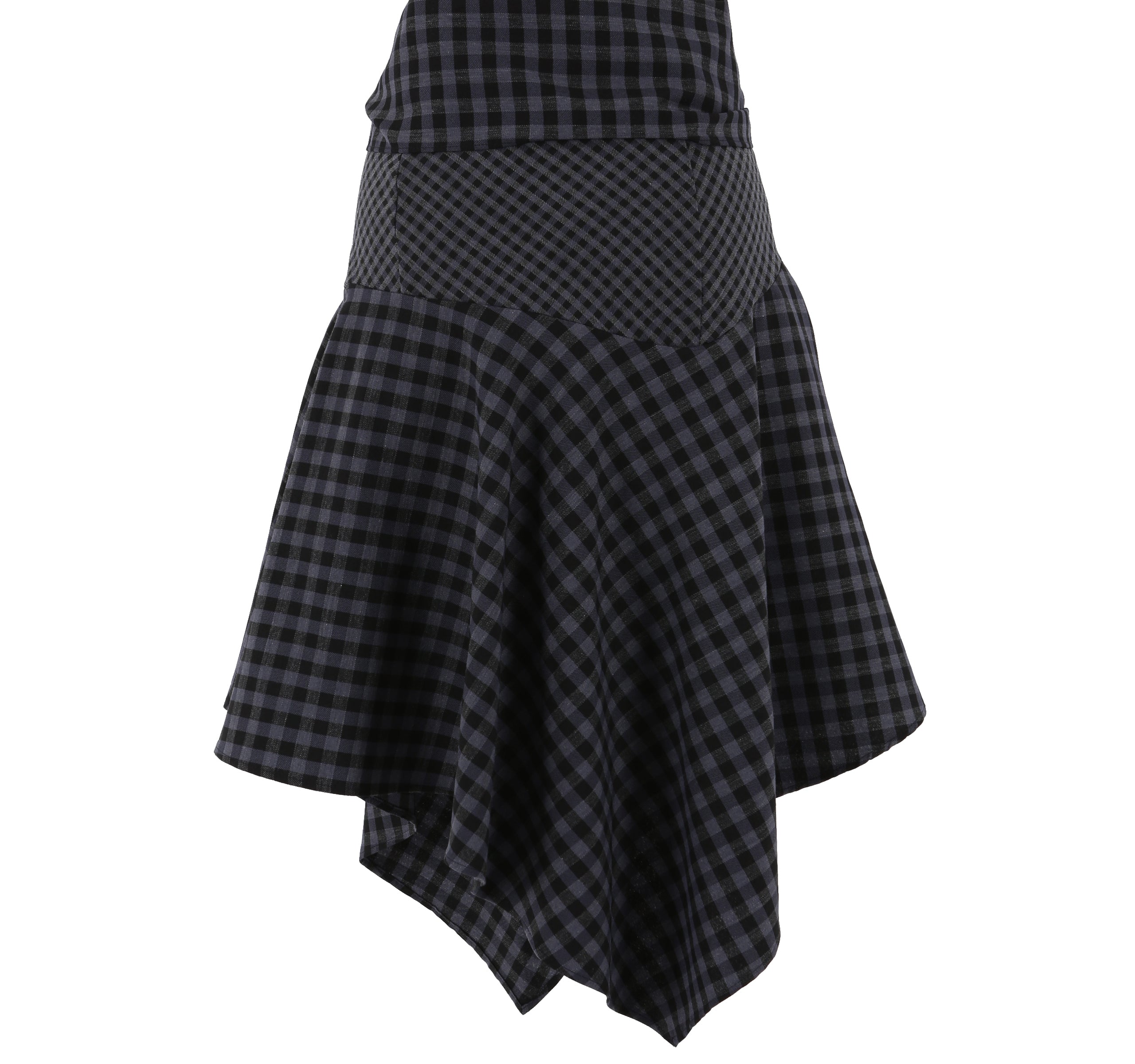 CHECK UNBALANCE HOOL SKIRT_NAVY